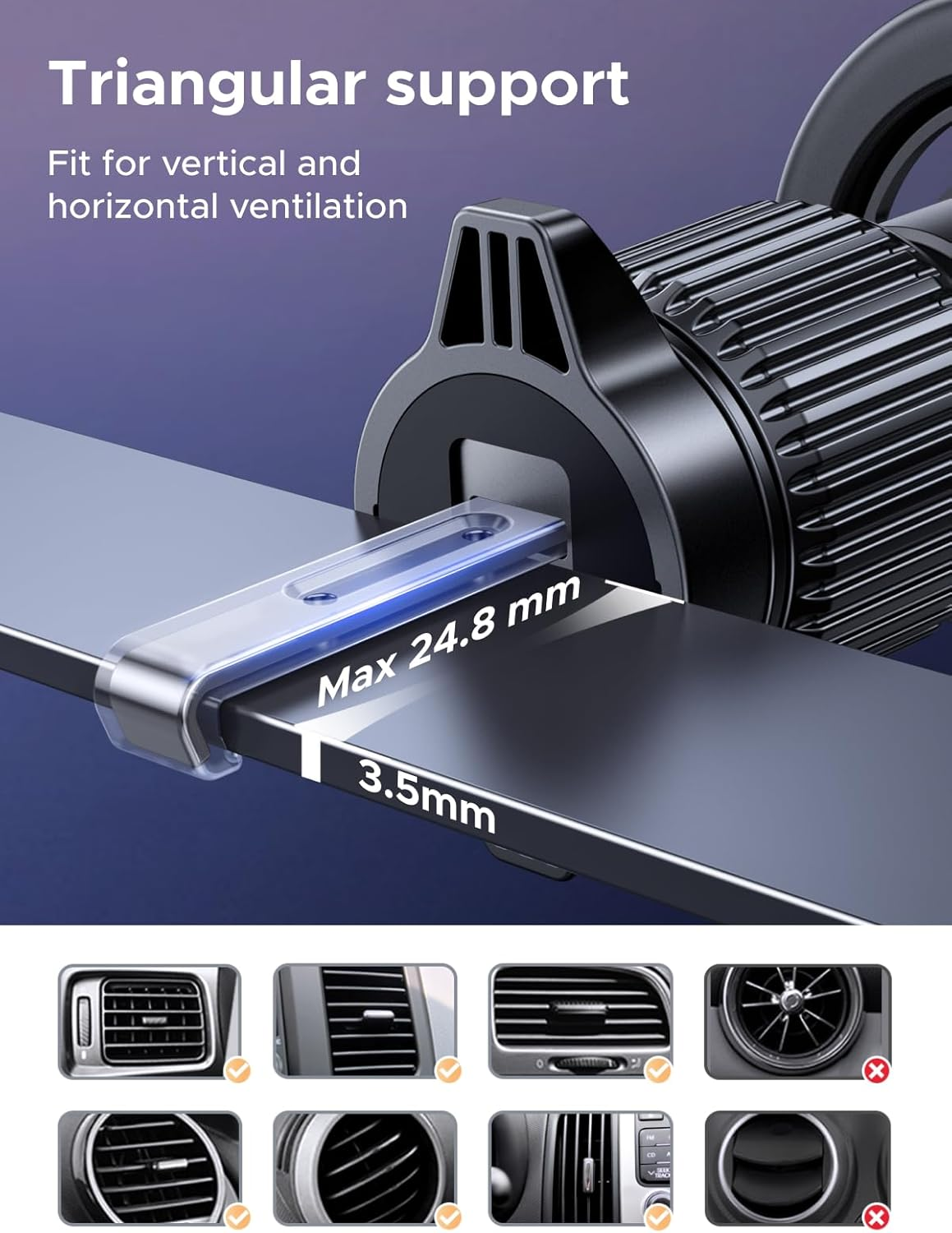 UGREEN 2-In-1 Magsafe Car Mount, Magnetic Phone Holder for Cars Air Vent Dashboard, 360&deg;Rotatable Car Phone Holder Cradle Compatible with Iphone 17 Pro Max Air 16 15 14 13 12 image number 3