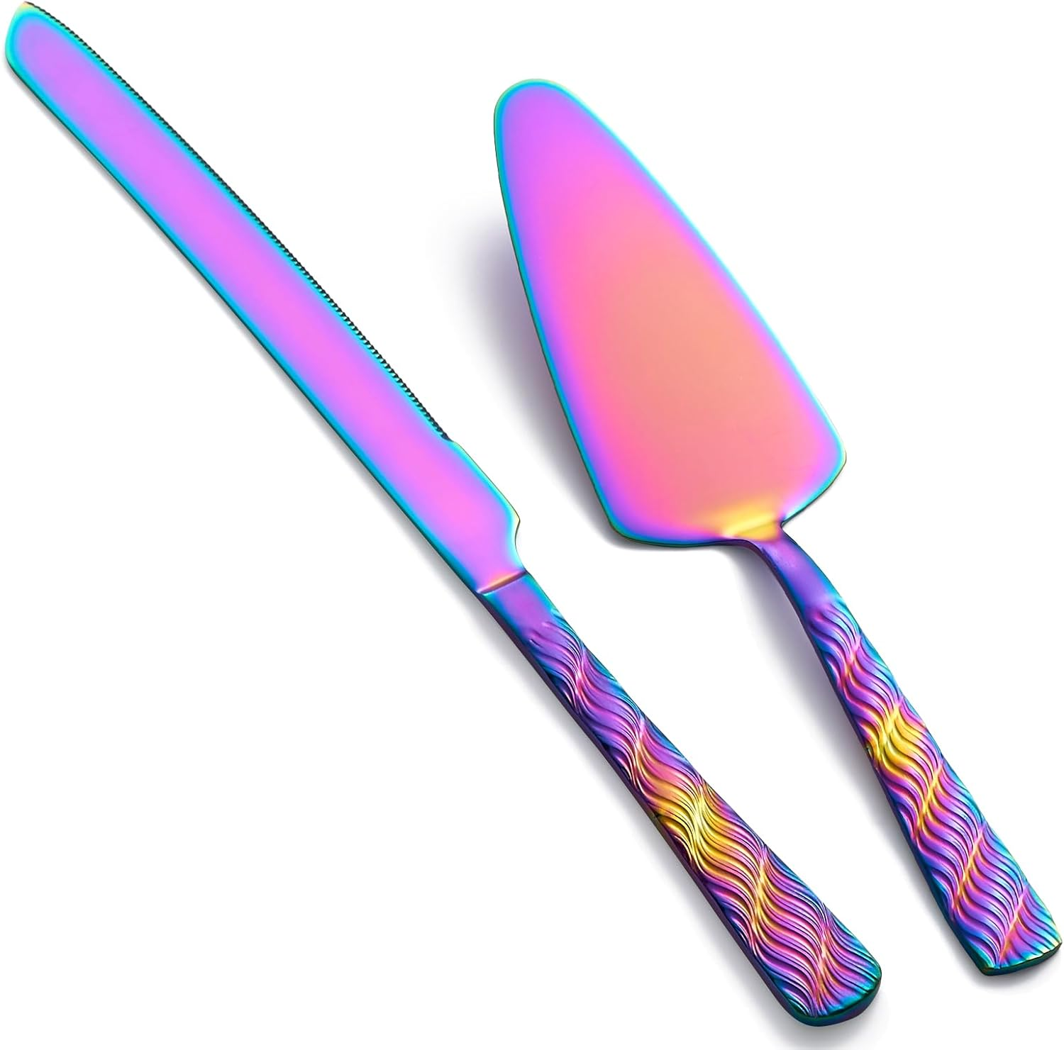 Rainbow Cake Cutting Set, Stainless Steel Cake Knife and Server Set, Cake Pie Cutter Set for Wedding, Birthday, Party image number 1