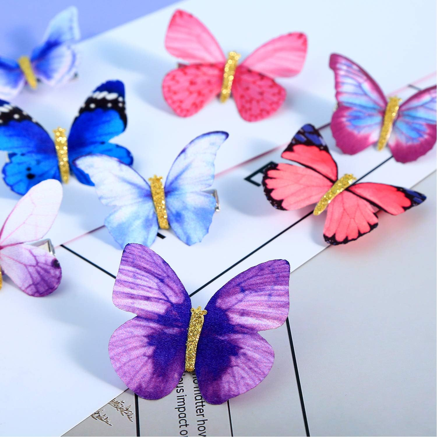 Butterfly Hair Clips Glitter Barrettes Butterfly Snap Hair Clips for Teens Women Hair Accessories 18 Pieces Color Set 2 image number 3