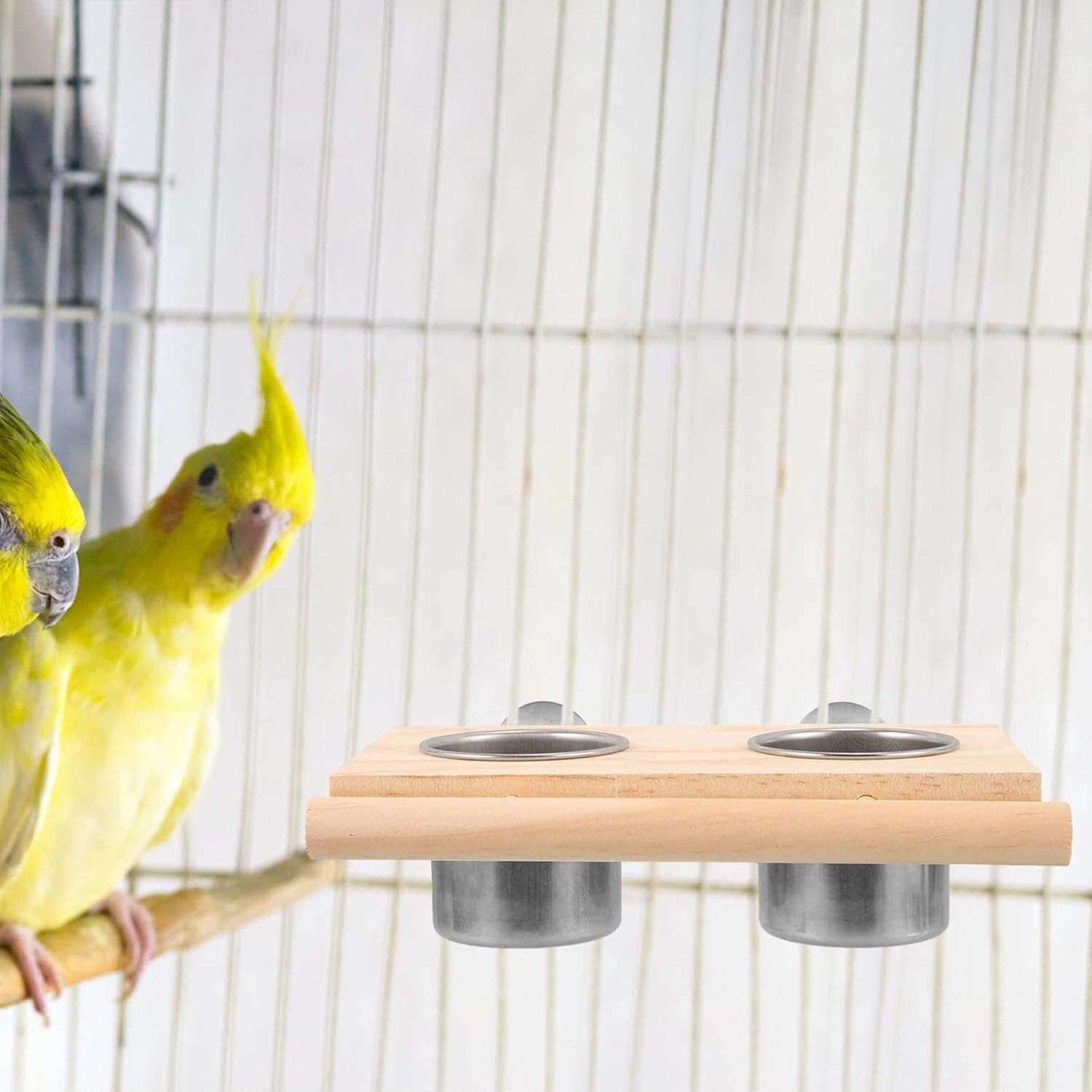 PENIKOKO Parrot Feeding Bowls Bird Perch Cups Metal Bird Food Water Bowl Feeder image number 1