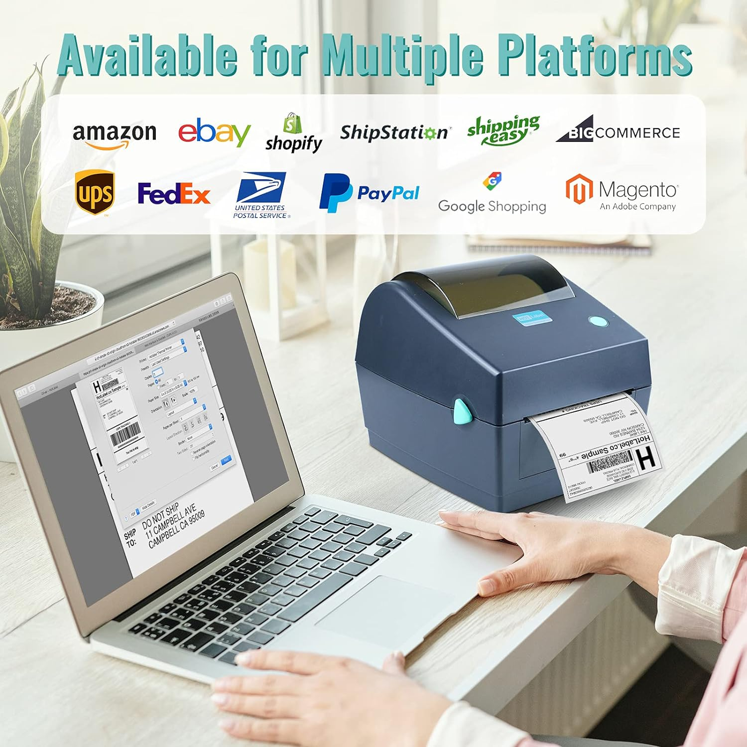 Hotlabel S8 Shipping Label Printer, 4X6 Direct Thermal Label Printer for Shipping Packages, Amazon Shopify Fedex USPS Product Barcode Sticker Maker Machine, Address Mailing Postage Labels