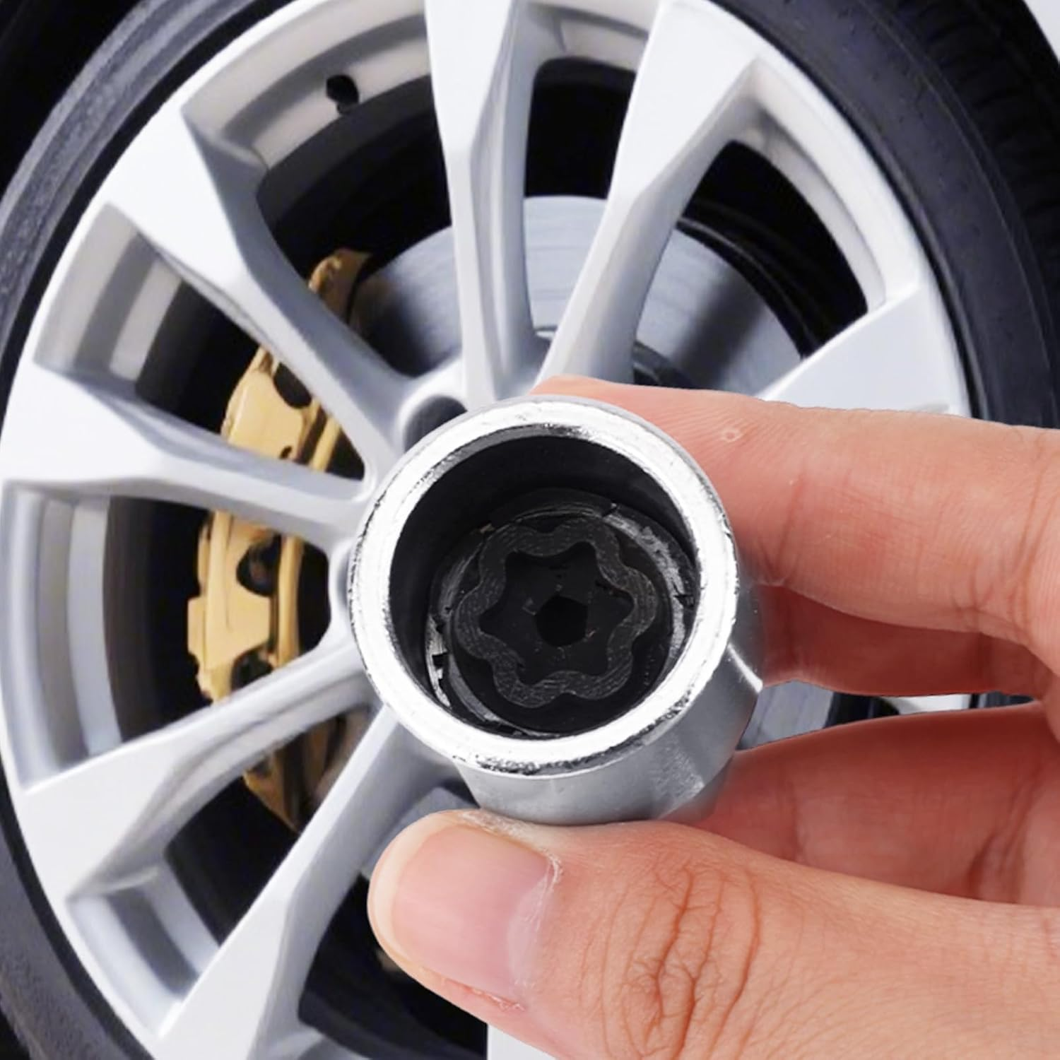 D-Wheel Locking Lug Nut Detach Tool, Carbon Steel anti Theft Lug Nut Key Wheel Lock Socket Adapter Dismantle & Install Security Nuts Automotive Repair Tool