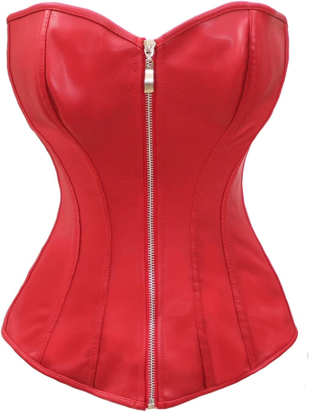 BSLINGERIE Womens Faux Leather Zipper Front Bustier Corset image number 1