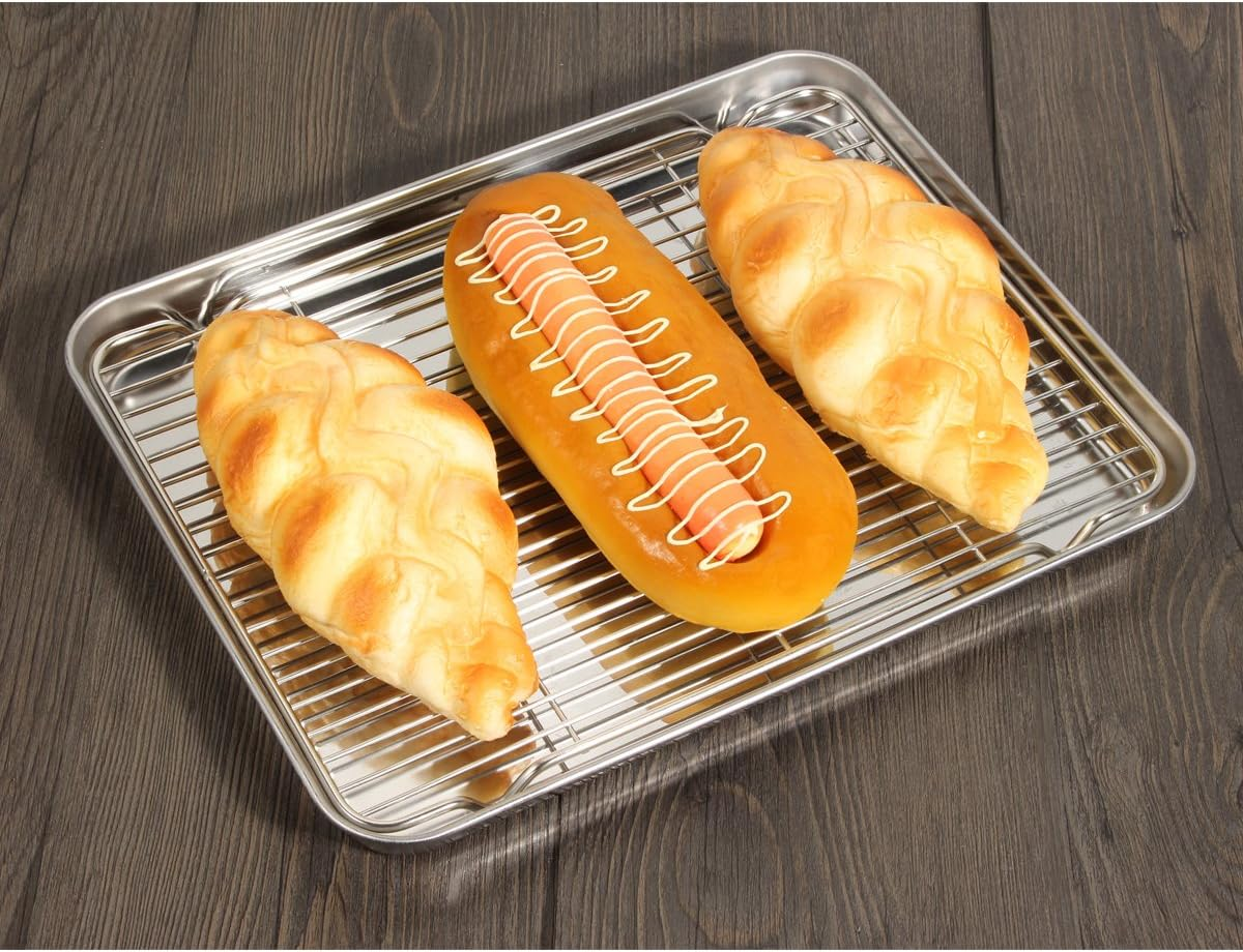 Baking Sheet and Cooling Rack Set, Stainless Steel Commercial Grade Cookie Sheet and Rack Set, 12.5 X 10 X 1 Inch, Healthy & Nontoxic & Rustproof & Easy Clean & Dishwasher Safe image number 1