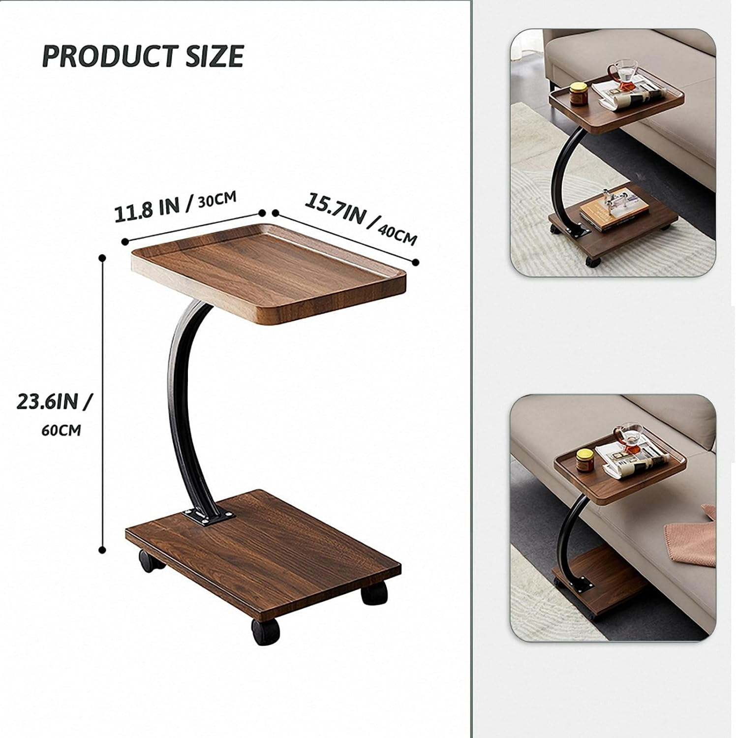 XICEN C Shaped Side Table, Small C Shaped End Table for Sofa and Bed, Couch Side Tables That Slide under (C) - D image number 6