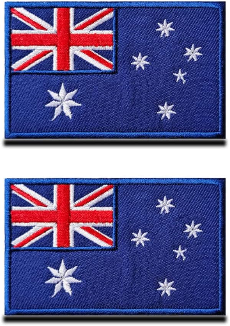 Zcketo 2 PCS Australia Flag Patches Hook and Loop Fastener Embroidered Tactical Military National Australian Patch for Attach to Caps,Bags,Backpacks,Vest,Uniforms,Team,Tactical Clothes