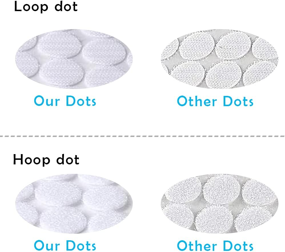 Self Adhesive Dots, 1000Pcs(500 Pair Sets) 0.59 Inch Diameter Strong Self Adhesive Dots for Classroom Nylon Sticky Back Coins Hook Loop Strips, Small Circle Dots Stickers Tapes, White image number 3