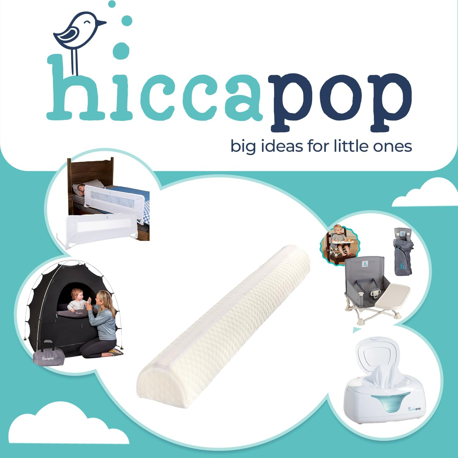 [2-Pack] Hiccapop Foam Bed Bumpers Toddler Bed Rails with Water-Resistant Cover for Kids - Safety Side Pillow Pads image number 4