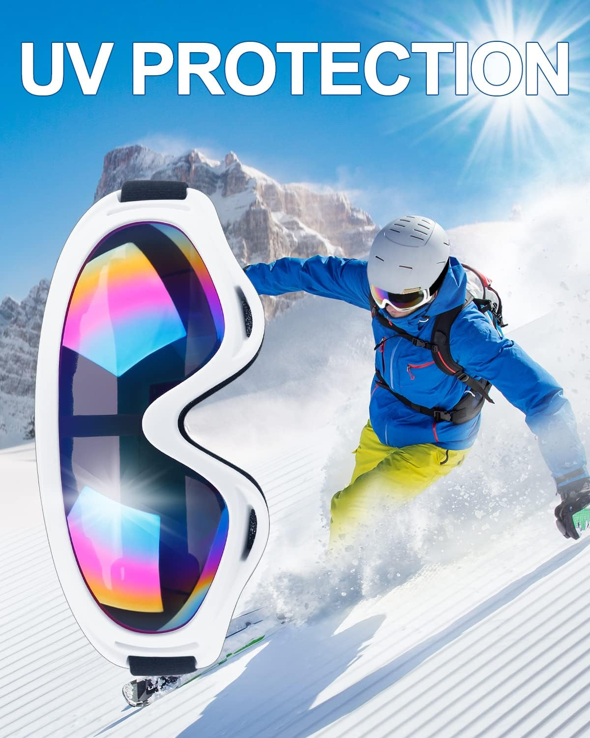 Elimoons Ski Goggles, Pack of 2, Snowboard Goggles for Kids, Boys & Girls, Youth, Men & Women, with UV 400 Protection, Wind Resistance, Anti-Glare Lenses image number 5