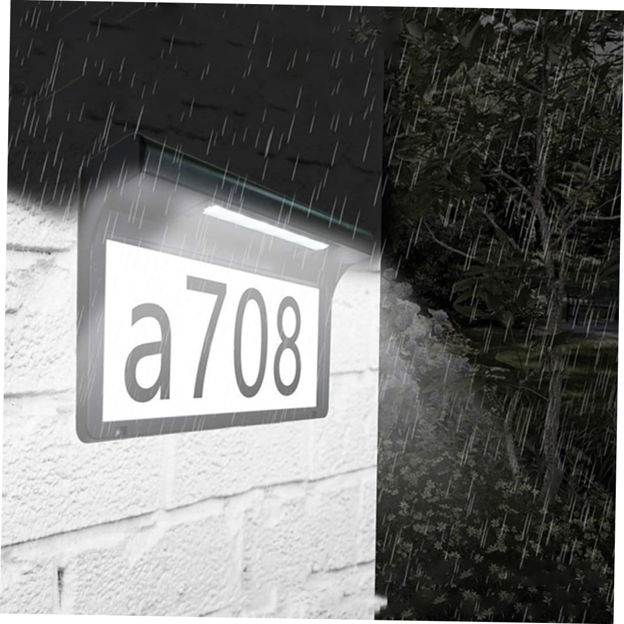 SHINEOFI LED Solar House Number Sign Plaque Solar Powered Light for Outdoor Address Visibility at Night for Gardens Patios Yards and Pathways