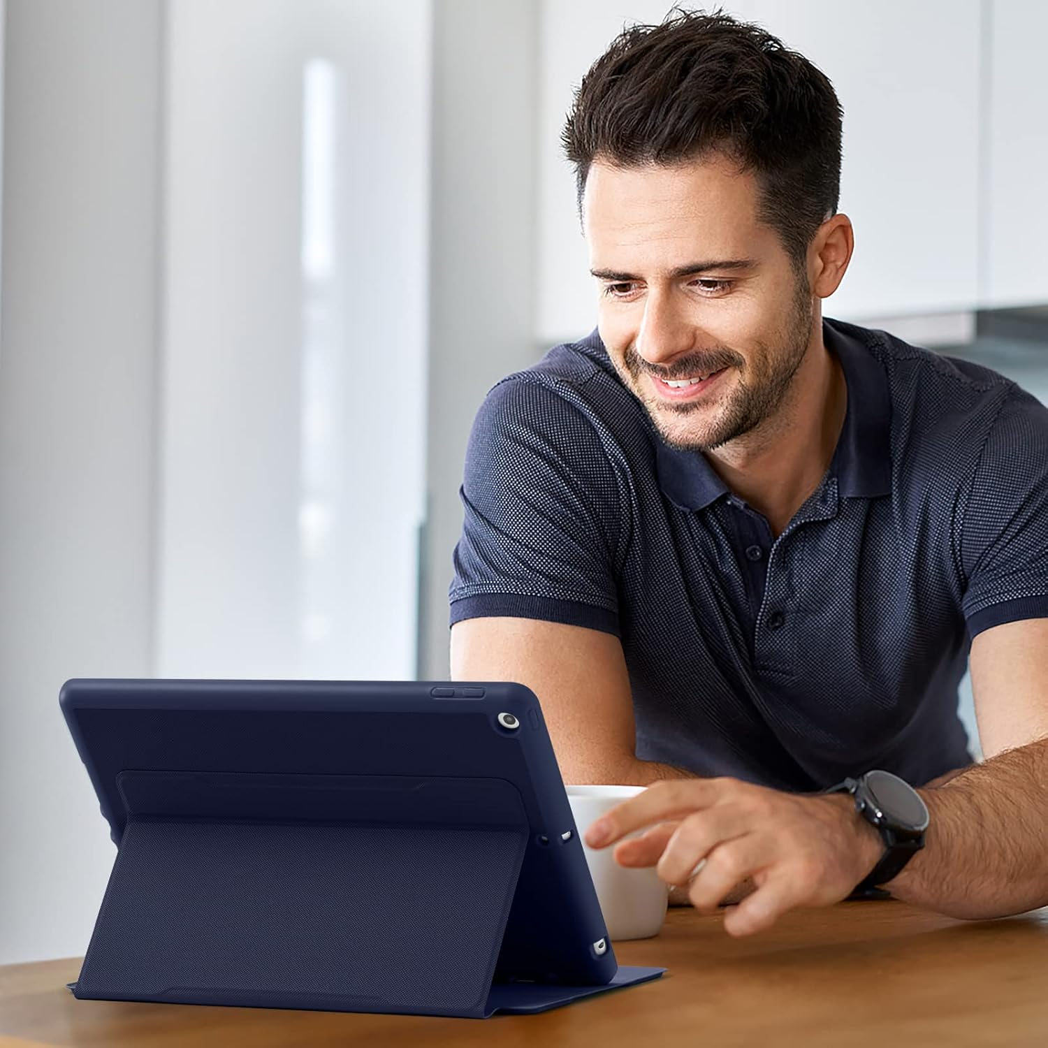 Witzon PU Leather Case Compatible with Ipad 10.2 Inch 2021/2020/2019 Ipad 9Th/8Th/7Th Generation Cover with Pencil Holder, Business Protective Case for Apple Ipad 9Th Gen, Auto Wake/Sleep - Navy image number 6