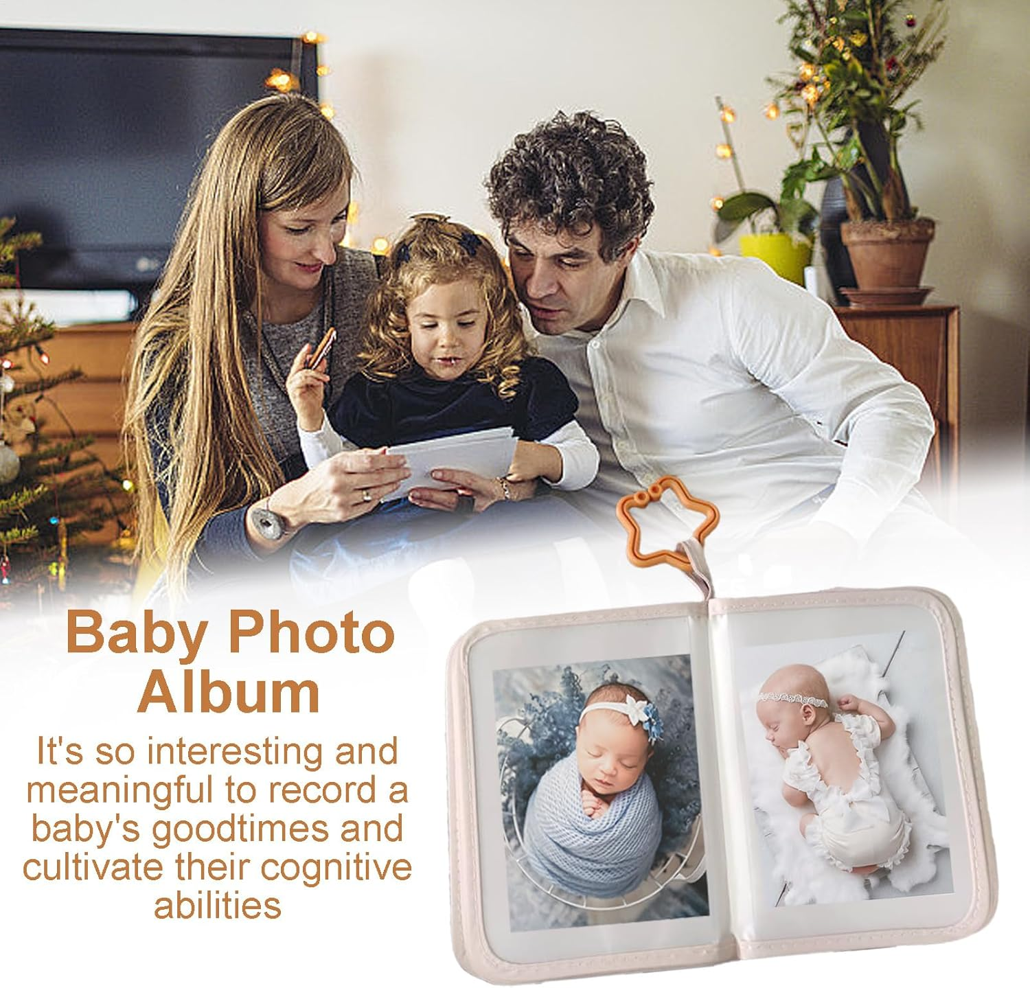 Photo Album for Baby - Soft Photo Book, Picture Book, Cute Photo Album, Baby Picture Book | Portable Soft Album, Multifunctional Album with Star Hook for Home, Crib, Stroller