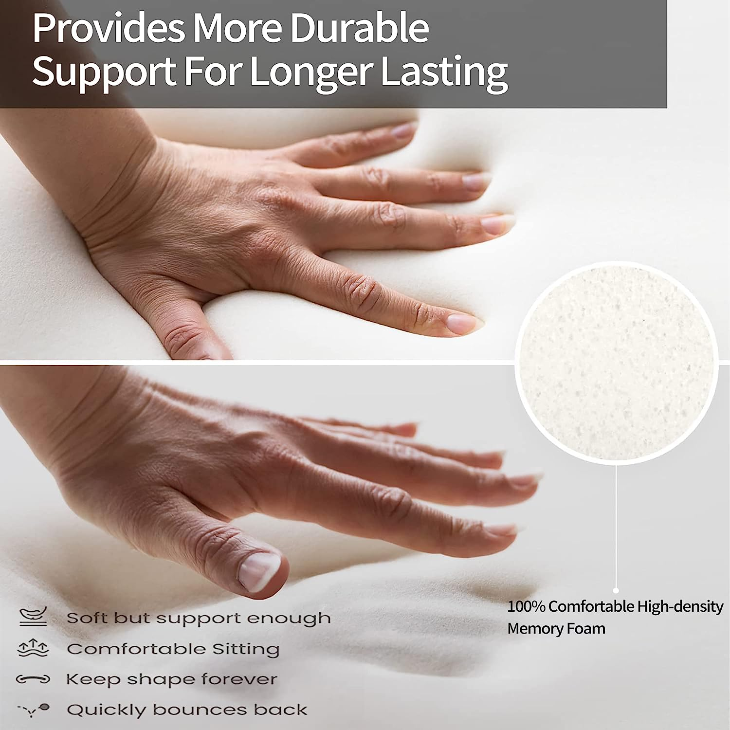 Cooling Gel Seat Cushion for Long Sitting - Memory Foam Chair Pillow for Sciatica Pain Relief - Orthopedic Gel & Memory Foam Coccyx Pad for Tailbone Pain - Office Chair Cushion for Back Pain - Black image number 4