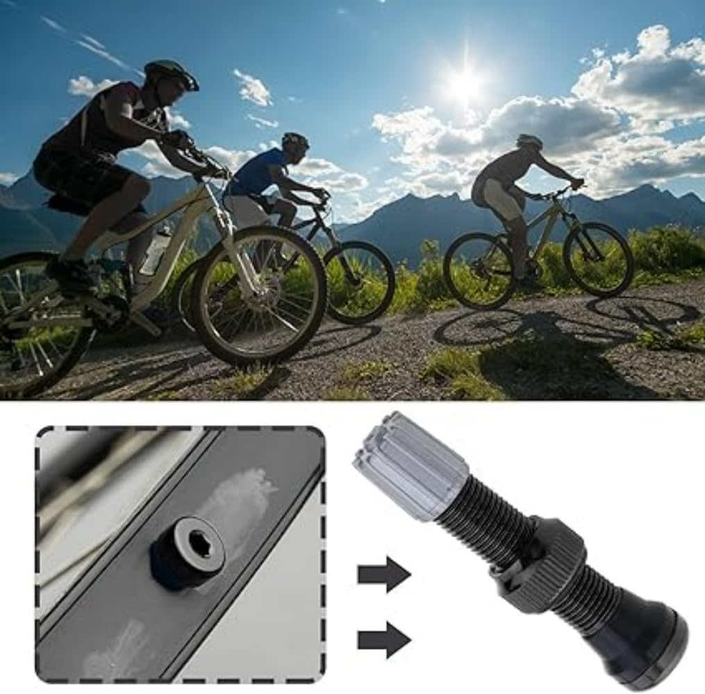 2Pcs 44Mm Black Tubeless Air Valve Aluminum Alloy Tyre Valve round Base Small Size Valves for MTB Road Bike Tubeless Valve Stem (With Caps) image number 4