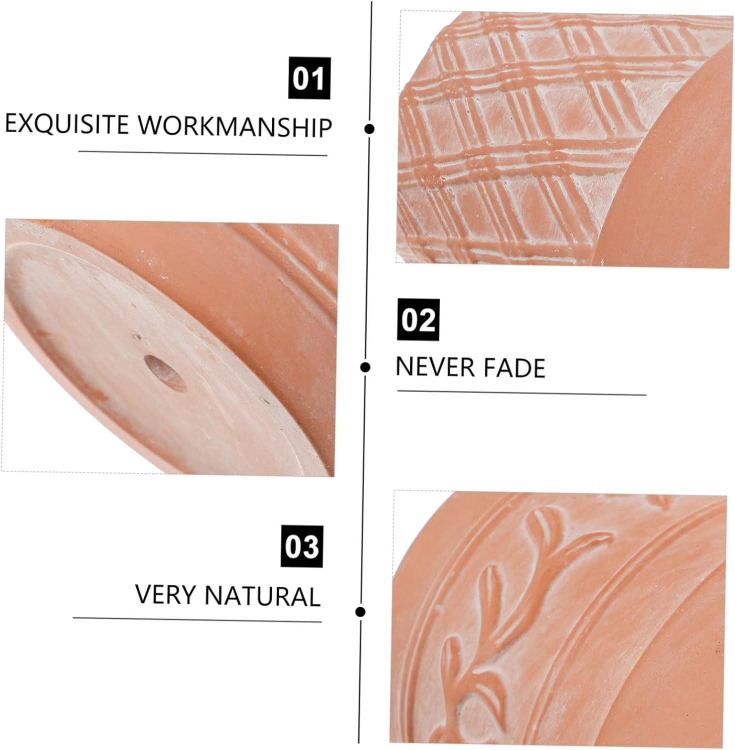 Terracotta Flower Pots Succulent Plant Pots for Indoor Tabletop Decoration 2Pcs Red Pottery Planters Creative Carved Design Suitable for Succulents and Greenery Random Style image number 5