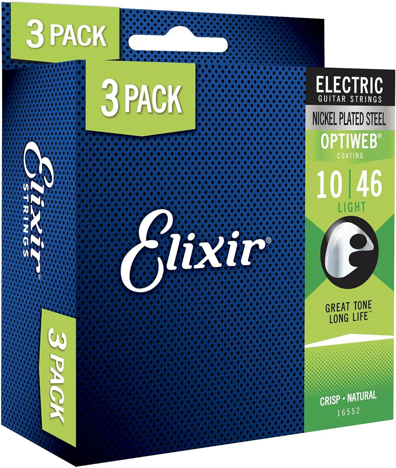 Elixir Strings 16552 Guitar Strings with OPTIWEB Coating, 3 Pack, Light (.010-.046) image number 6