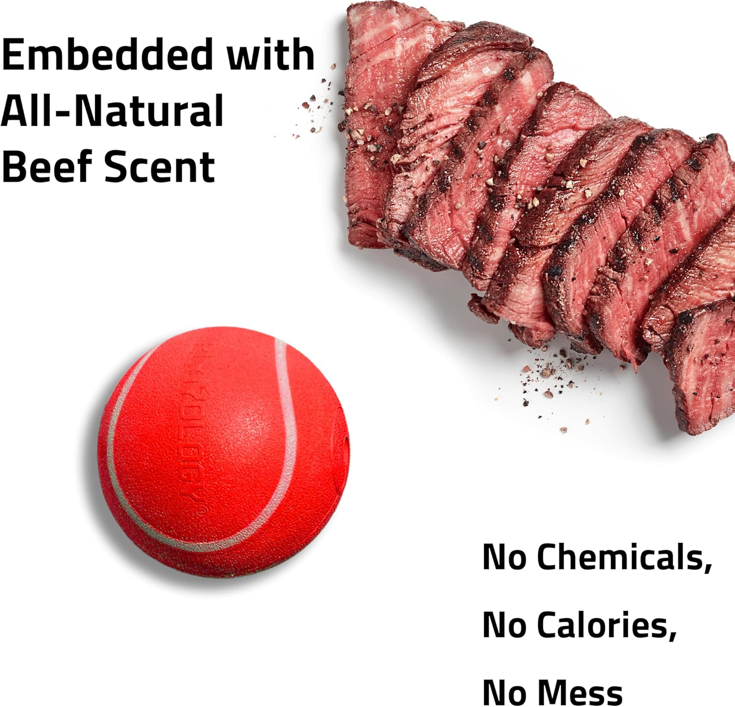 Playology Squeaky Chew Ball for Dogs - Engaging All Natural Beef Scented Dog Toy for Medium/Large Dogs (10Lbs & Up) - Squeak, Bounce, Fetch, and Play! - Blue image number 7