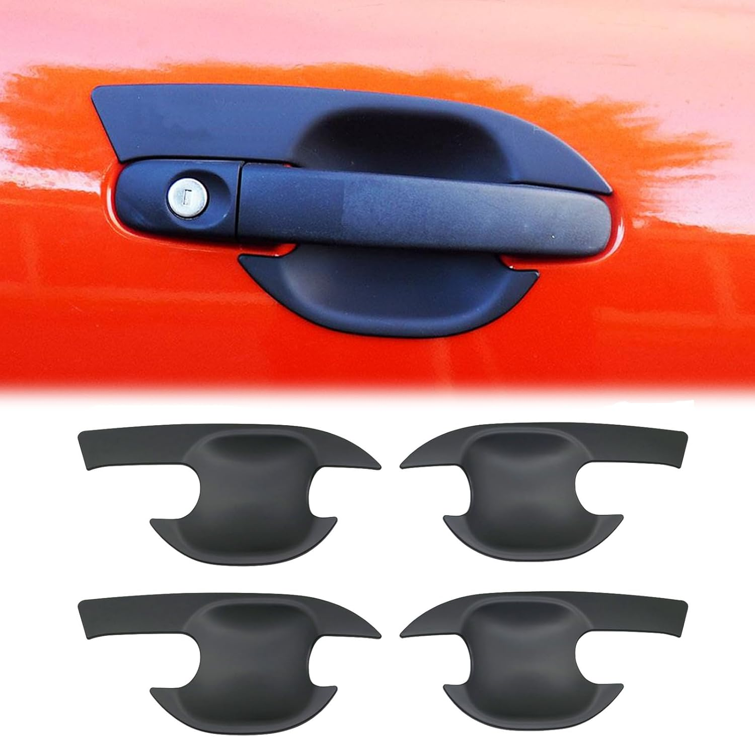 Door Handle Bowl Insert Cover for Ford Ranger PX1 PX2 PX3 2011-2022 Accessories, Car Door Handle Cup Anti-Scratch Protector Guard Trim Matte Black Exterior, 4PCS image number 3