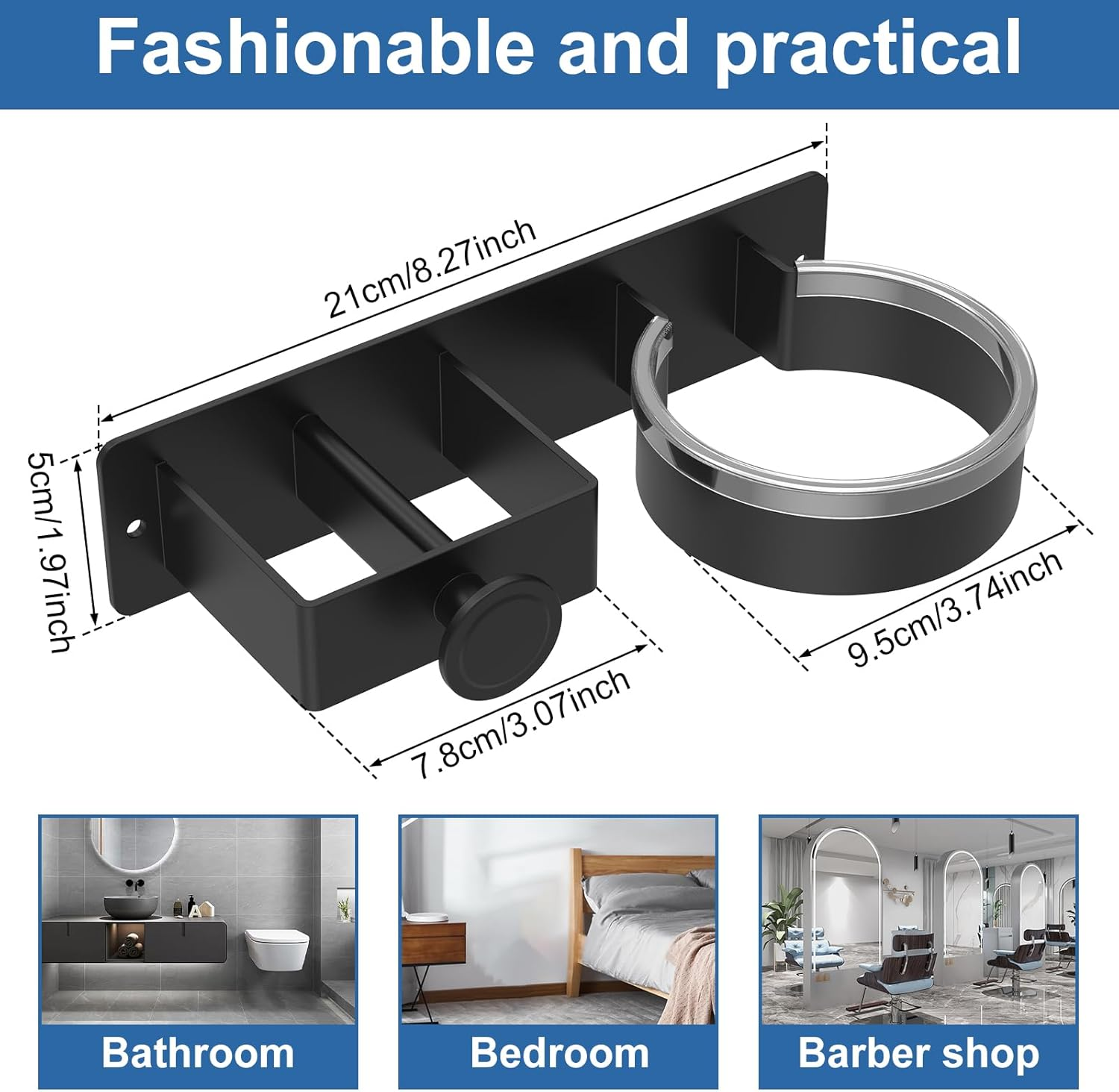 Hair Dryer Holder Wall Mounted Hair Straightener Holder Space Saving Curling Iron Holder Hair Tool Organizer Hairdryer Station Accessories Wall Mounted for Hair Dryer