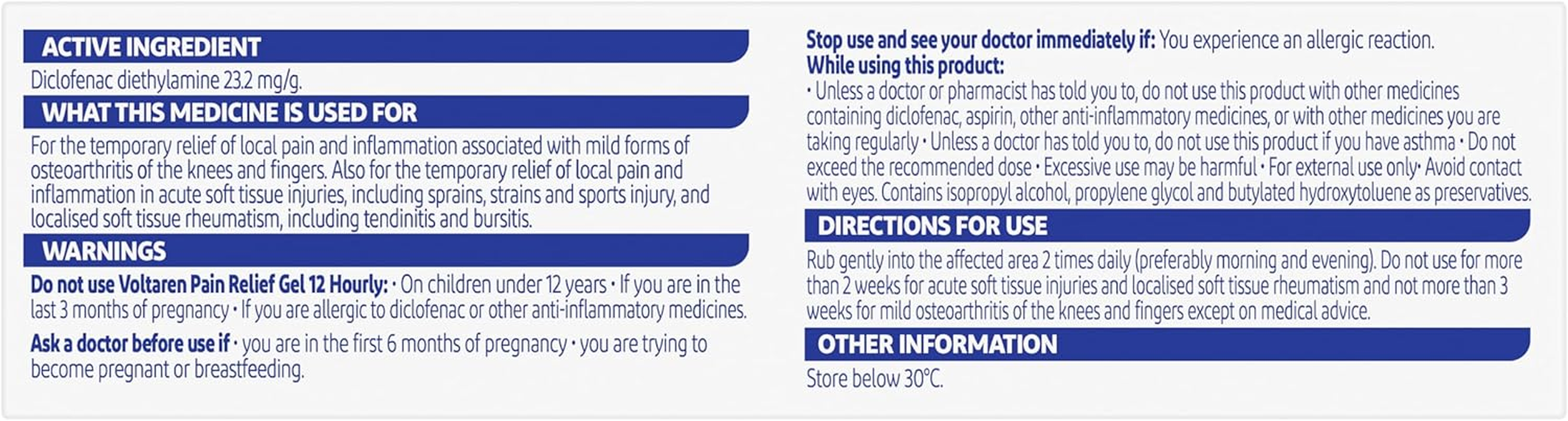 Voltaren 12 Hourly Pain Relief Gel 30 G image number 1