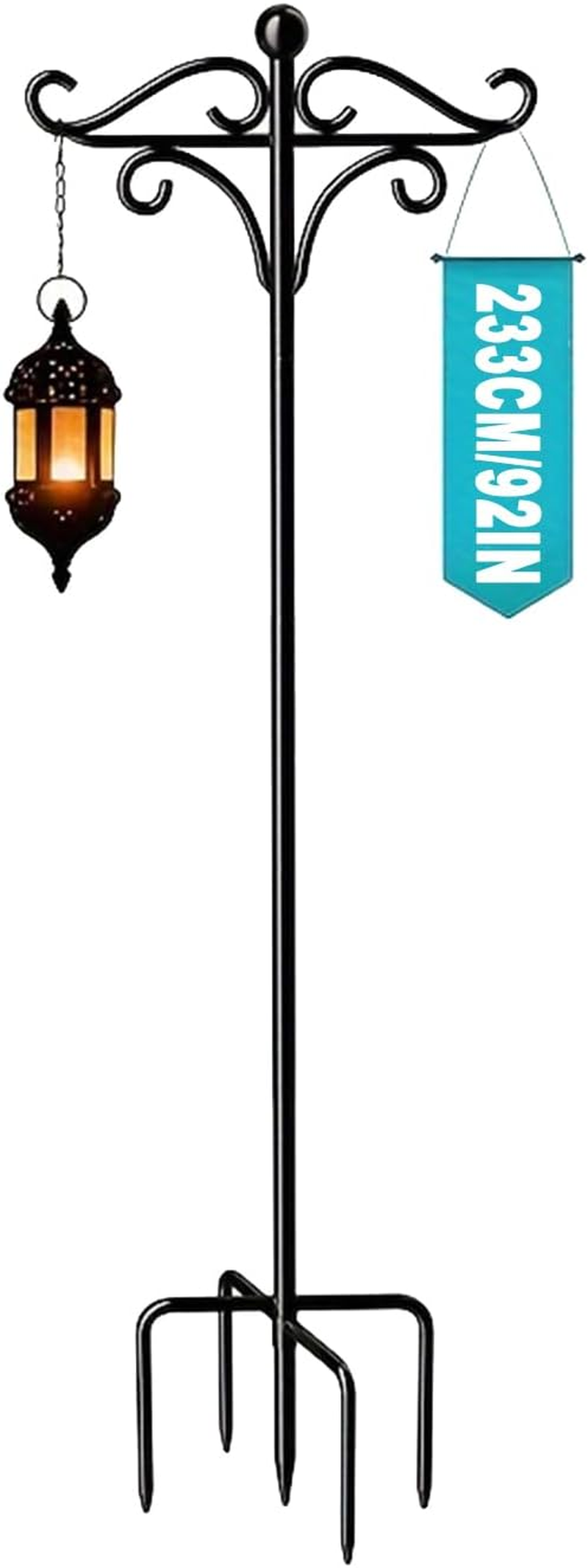 Outdoor Shepherd Hook 233Cm/193Cm (92 In/76 In) to Choose Suitable as Bird Feeding Pole,Lantern Pole,Flower Basket Pole,Banner Pole (193CM / 76In) image number 1