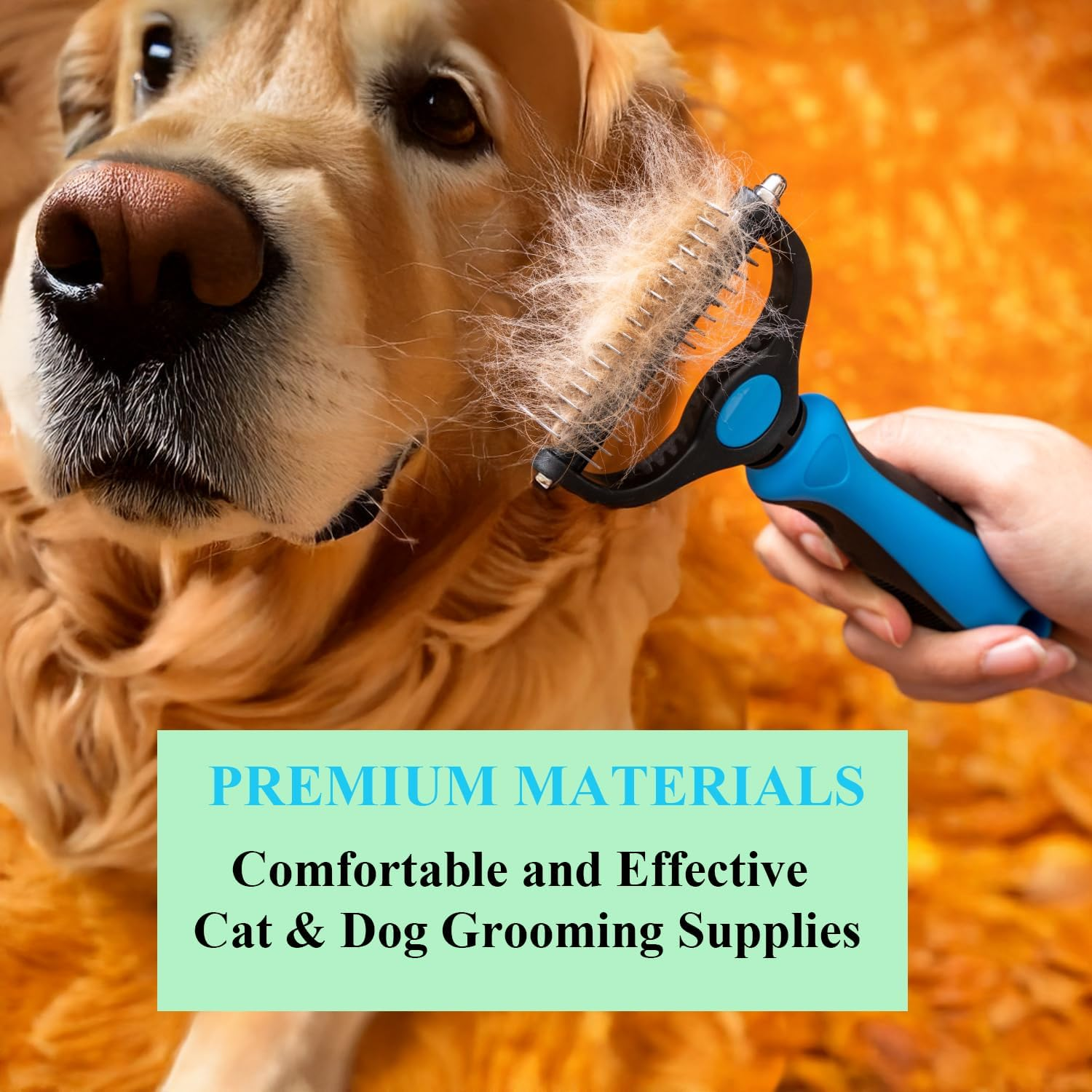 Deshedding Dog Brush, Dematting Comb for Cat and Dog, Pet Grooming Brush and Rake for Small, Medium Large Dogs Double Sided Deshedding Tool Removes Knots & Tangled Hair image number 6