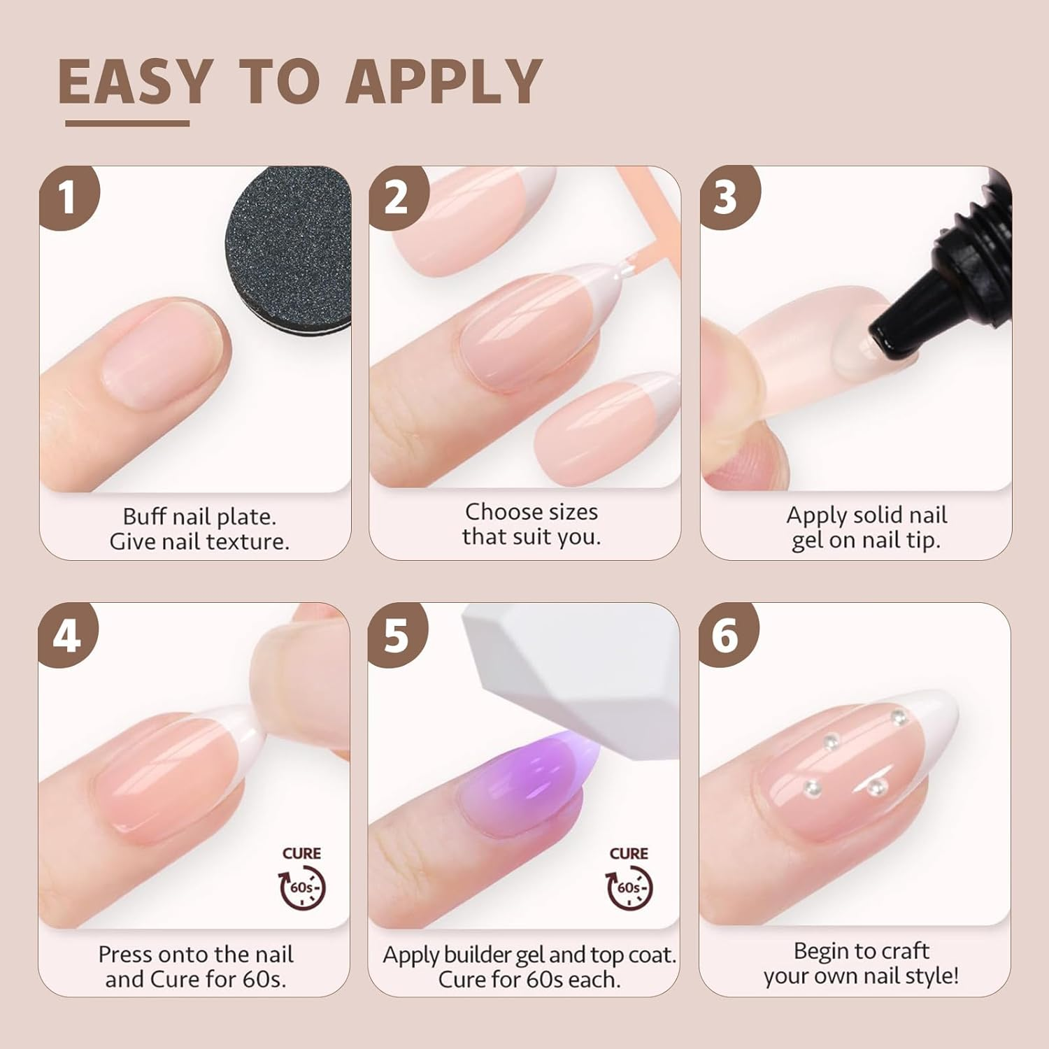 Blue French False Nails, 2 * 240 Pcs Professional Nail Tips, Fake Nails Blue Tip French False Nail Kit, Press on Nails, French Tip Gel for Nail Art DIY, 3D Fake Nail for Women Girls image number 2