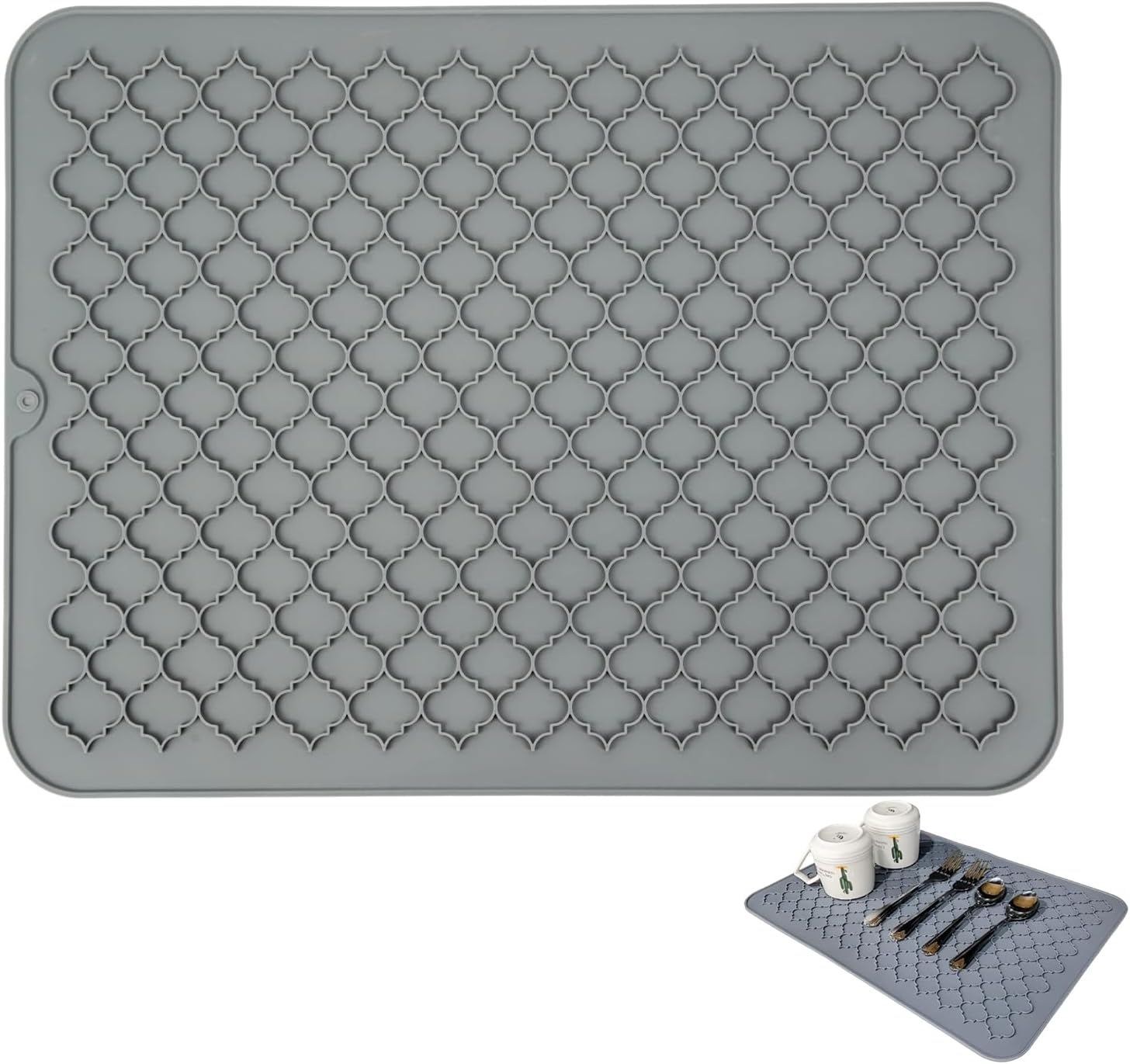 Taoluwin Drying Mat for Kitchen Counter, Silicone Dish Drying Mat, Heat Resistant, Waterproof, Mildew Resistant, Kitchen Dry Mats for Coffee Bar Dishes, Plates, Mugs, 40X30Cm (Grey) image number 2