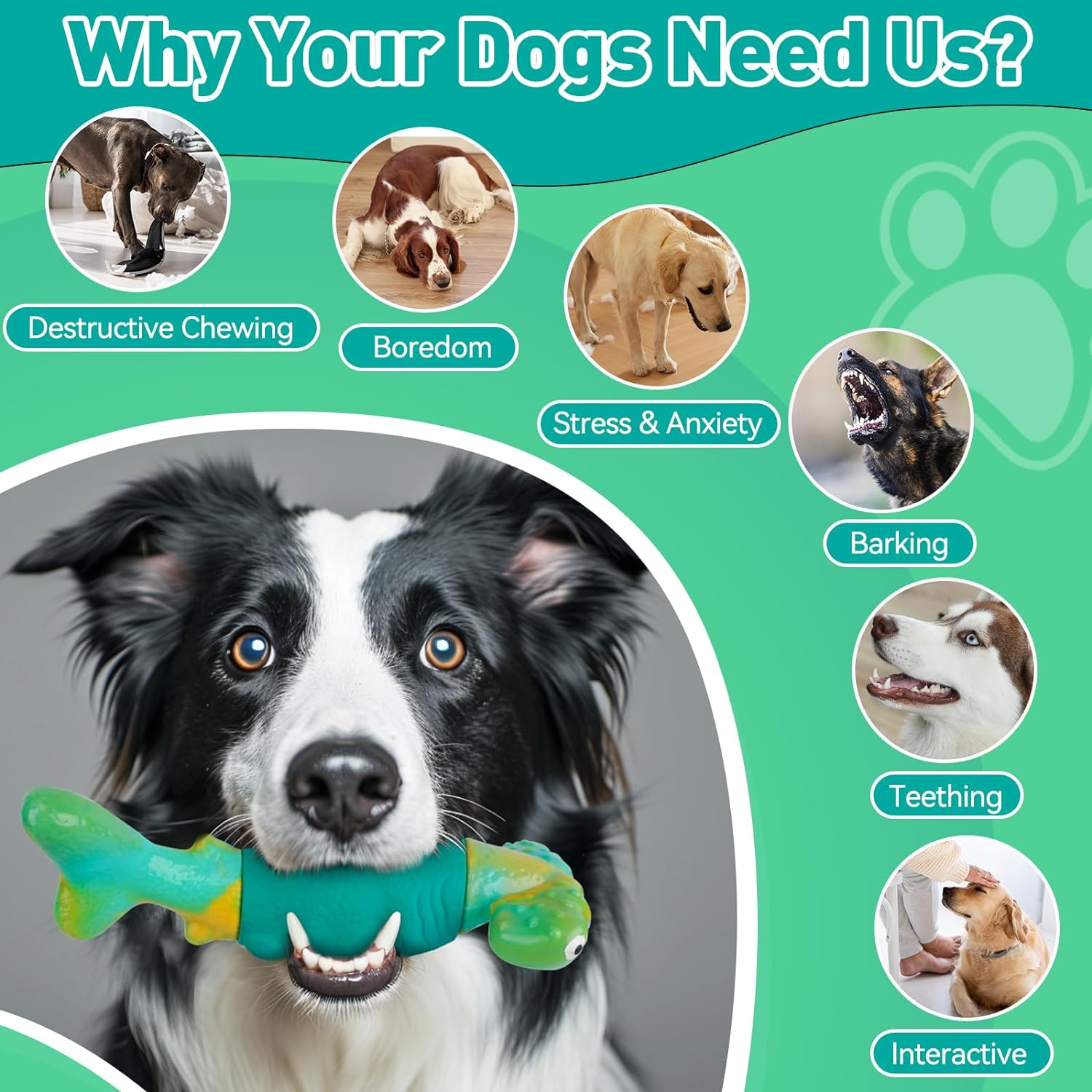 BIKIISEN Dog Toys for Aggressive Chewers, Interactive Dog Chew Toys for Large Dogs, Indestructible Squeaky Toys to Keep Them Busy, Tough Toys for Medium/Large Breed (Green)