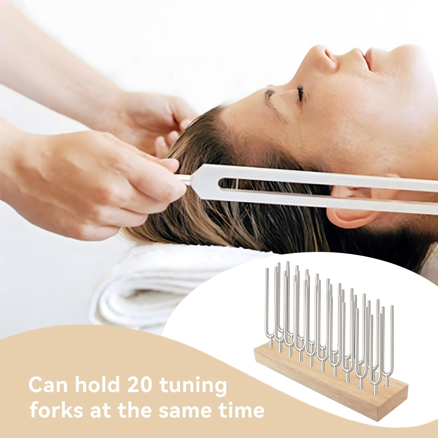 Klmnop Tuning Fork Holder, Wooden Tuning Fork Storage Rack Holds up to 20 Tuning Forks for Convenient Storage(Fork Not Include) image number 1