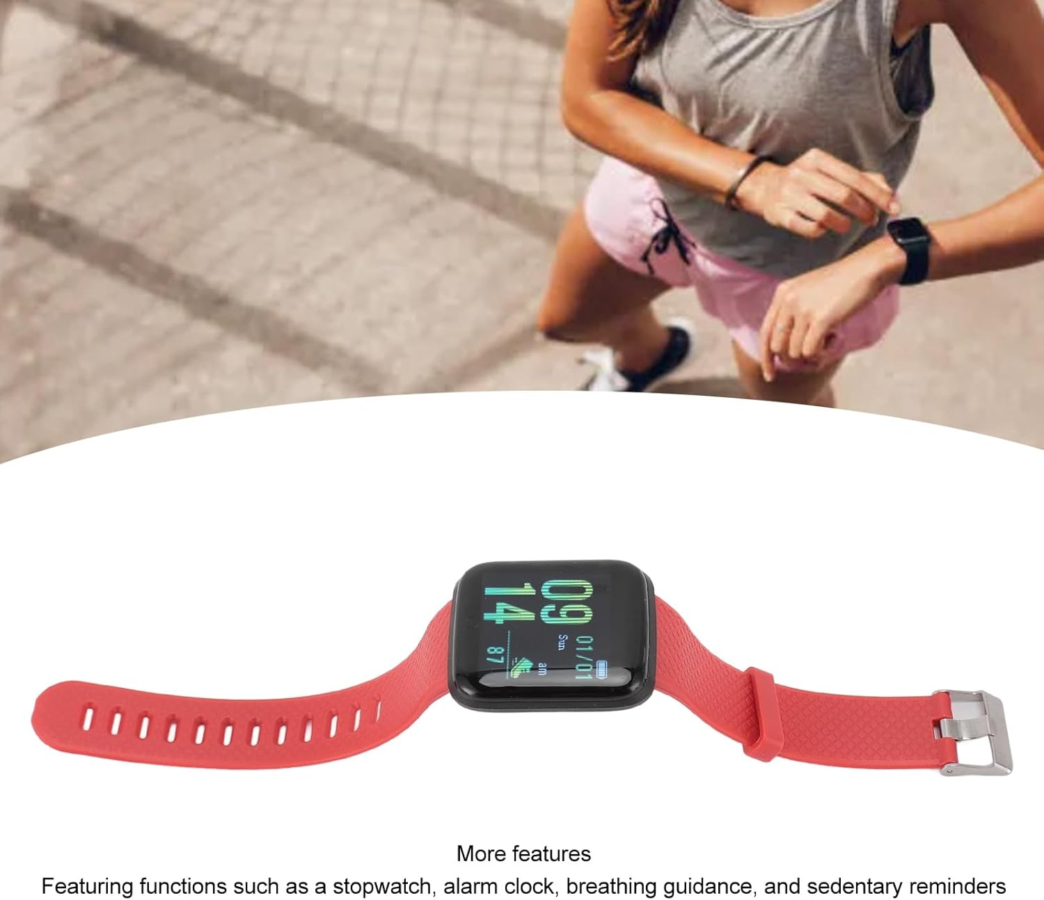 Smart Watches for Women, Fitness Tracker Smart Watch with Sleep Monitoring, Step Tracker, Calories Burning, Message Reminder, Activity Tracker for Men Women (Red) image number 4