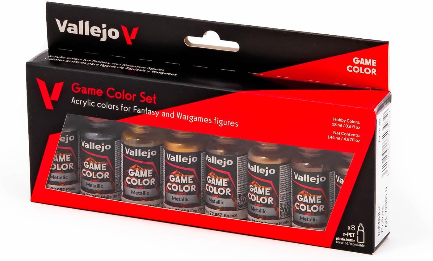 Vallejo Acrylicos S.L. VJ72303 Tabletop Supplies Game Colour Metallic Colours 8 Colour Set Modelling Kit 17ML image number 4