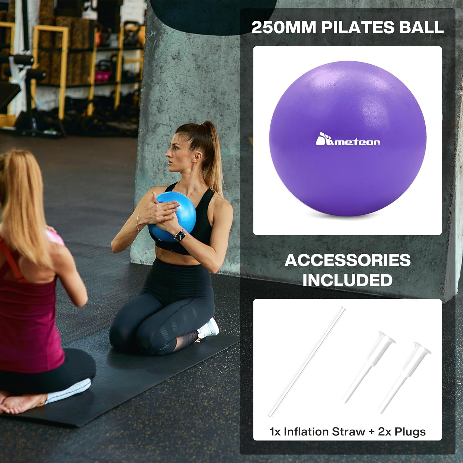 Meteor 2Pcs Mini Pilates Ball (25Cm) - Small Swiss Ball, Exercise Ball, Fitness Ball, Barre Ball - Ideal for Yoga, Pilates, Therapy & Relaxation image number 1