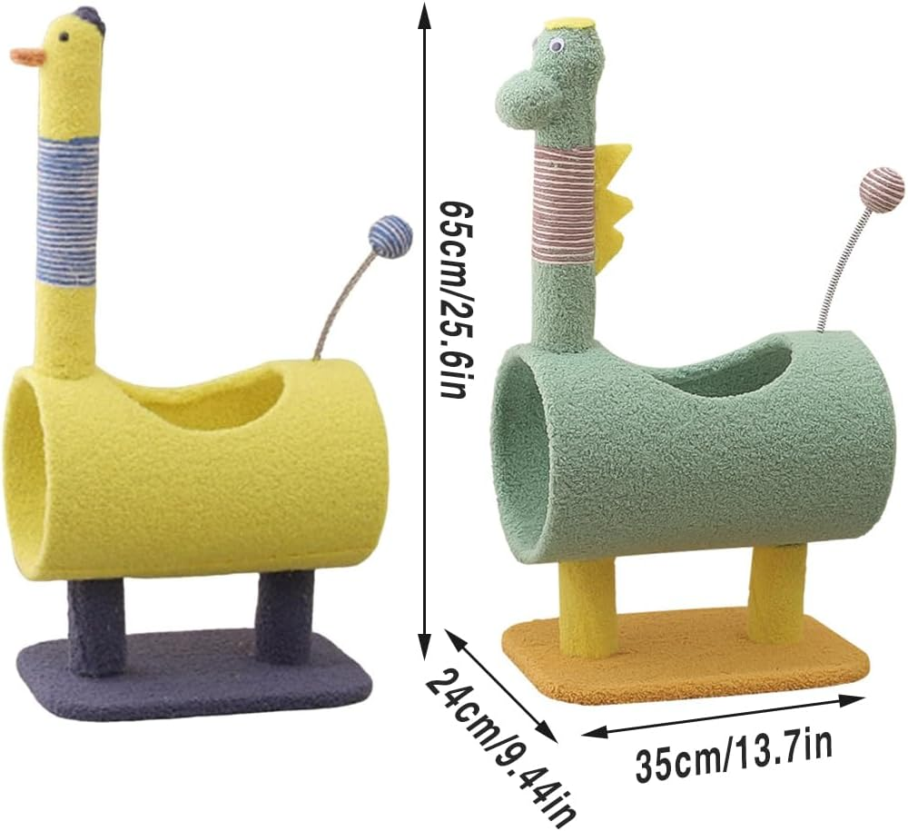 AIMALL Cat Climbing Frame with Sisal Scratch Column, Duck and Dinosaur Shapes, 25.6" Height, Sturdy and Wear-Resistant Jumping Platform for Indoor Cats image number 5