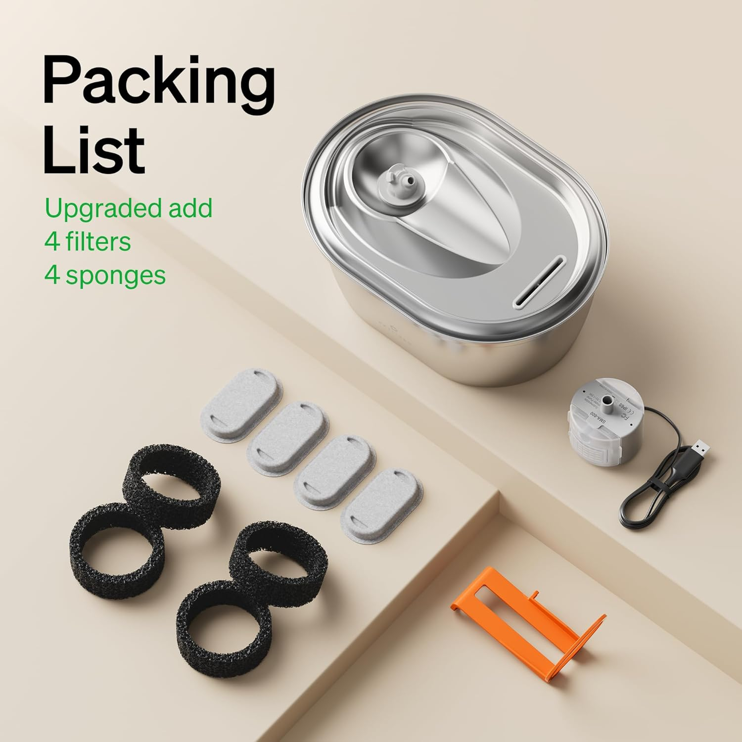 PETLIBRO Stainless Steel Cat Water Fountain, 3L Pet Water Fountain for Cats & Dogs, Adjustable Flow, Silent Operation, Double Filtration, Leak-Proof image number 2