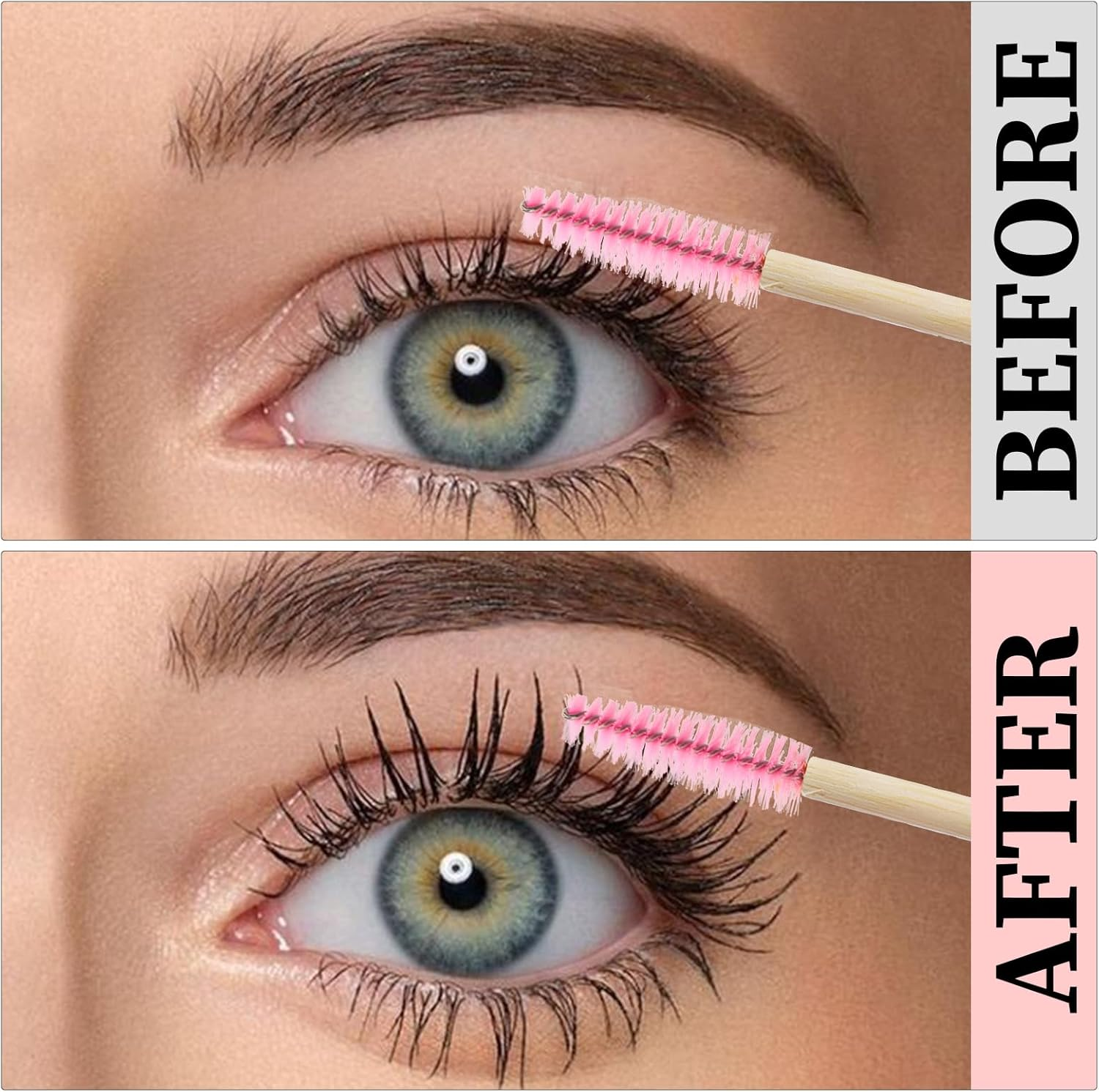 300PCS Disposable Mascara Wands Spoolie Brush Bamboo Eyebrow Brushes Eyelash Extension Applicator Makeup Kits.Myaokue-Up(Pink) image number 5