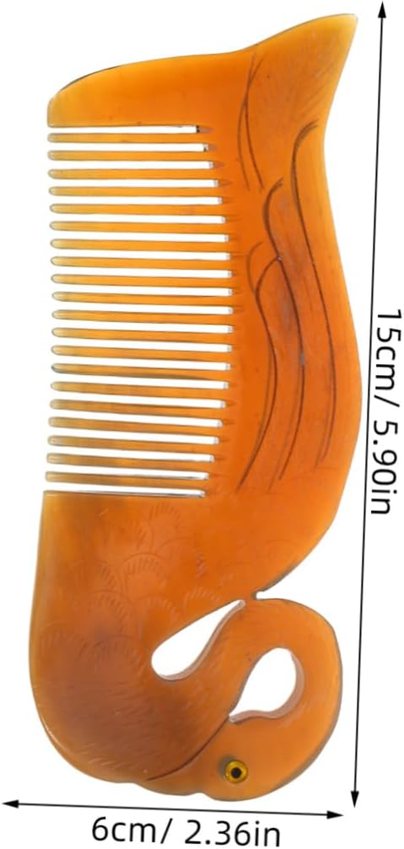 IWOWHERO Ox Horn Comb Double Sided Carved Swan Shape Static Hairdressing Tool Portable Hair Smoothing Comb for Home and Travel with Unique Chic Design image number 2