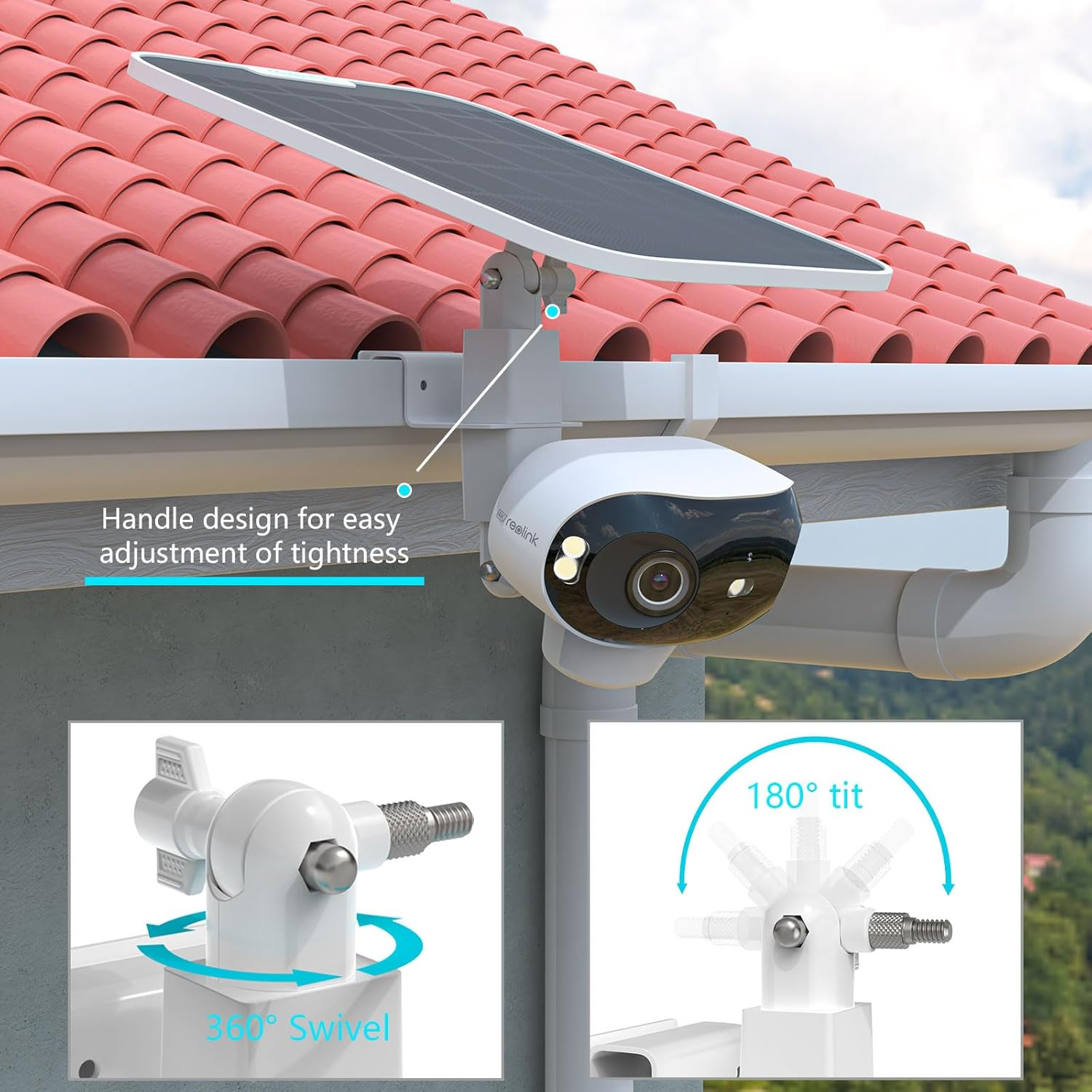 TIUIHU 2 in 1 Camera Gutter Mount for Reolink Argus 4 Pro/Argus 3 Pro/Argus 3 Ultra/Argus Eco Ultra Solar Surveillance Camera Outdoor Battery