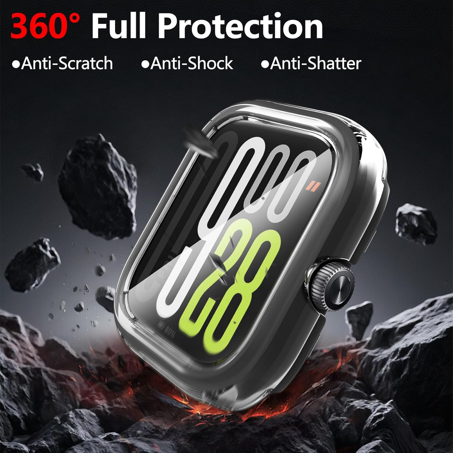 Jvchengxi 6 Colours Protective Case for Xiaomi Redmi Watch 5 Lite, Hard PC Protective Case with Screen Protector All-Round Scratch-Resistant Tempered Glass Screen Protector Case Compatible with Redmi image number 2