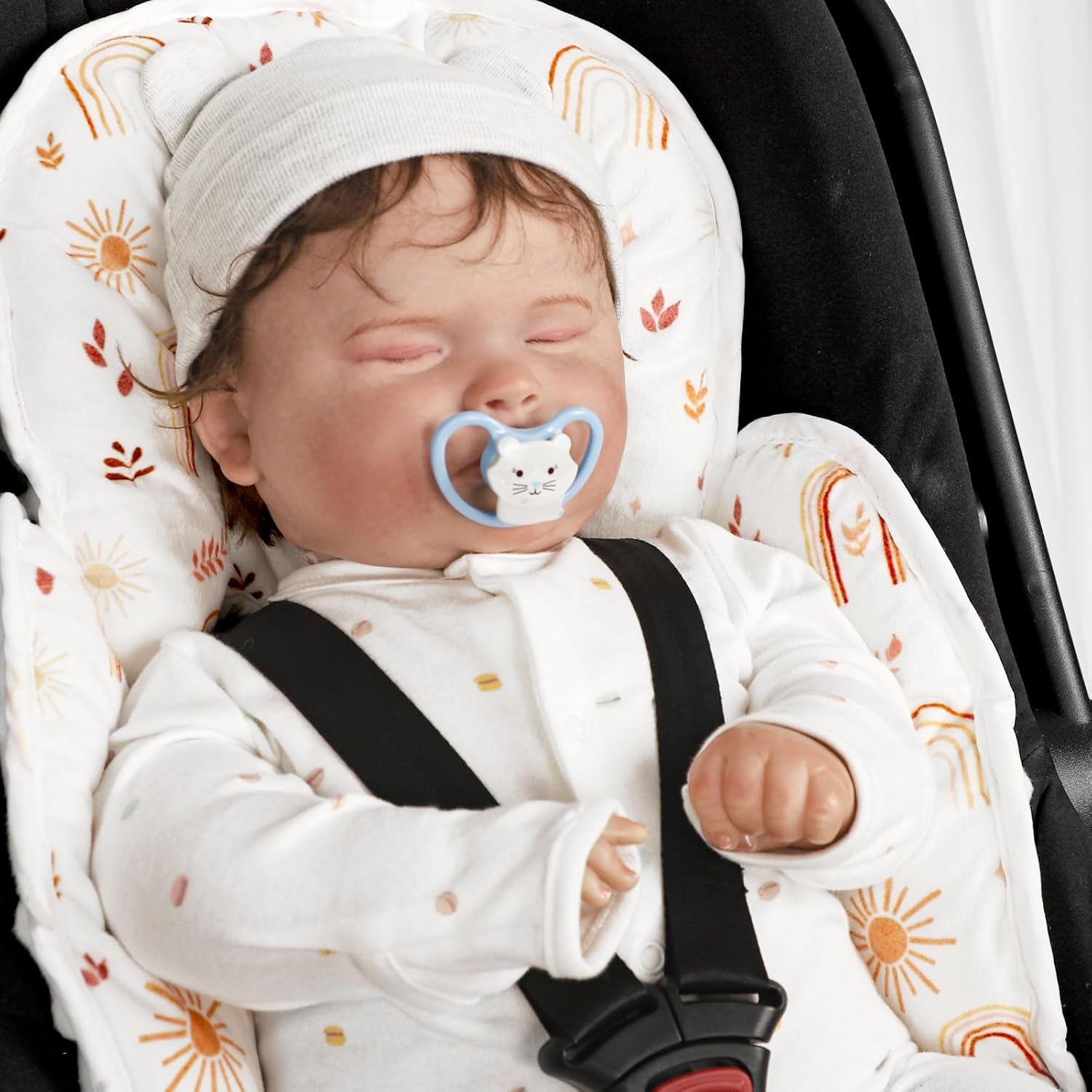 TANOFAR Infant Car Seat Head Support, Soft Baby Carseat Head & Body Support, Rainbow Baby Car Seat Insert Cushion for Newborn Boys - Flower image number 2