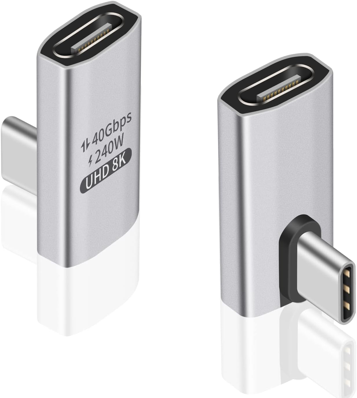 Duttek USB C U Adapter (2 Pack) USB C 180 Degree Adapter Support 40Gbps Data Transfer, 240W Charging and 8K Video, USB C Angle Adapter Compatible for Thunderbolt 4/3, Switch, Macbook, Laptop, Tablet