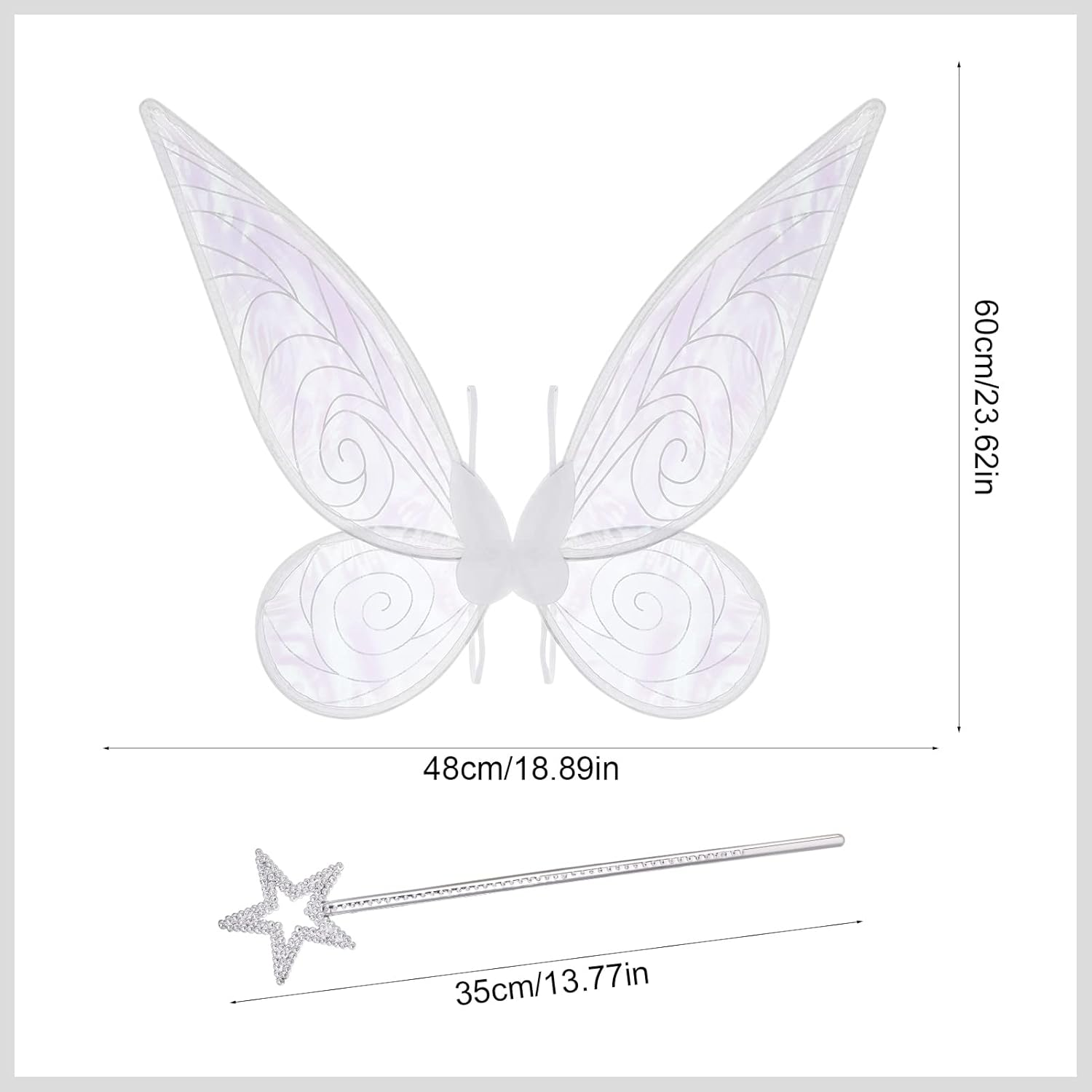 Fairy Wings with Elastic Shoulder Straps - Butterfly Wings Costume for Kids, Girls Halloween Sparkle Angel Wings Dress up Party Favor image number 5