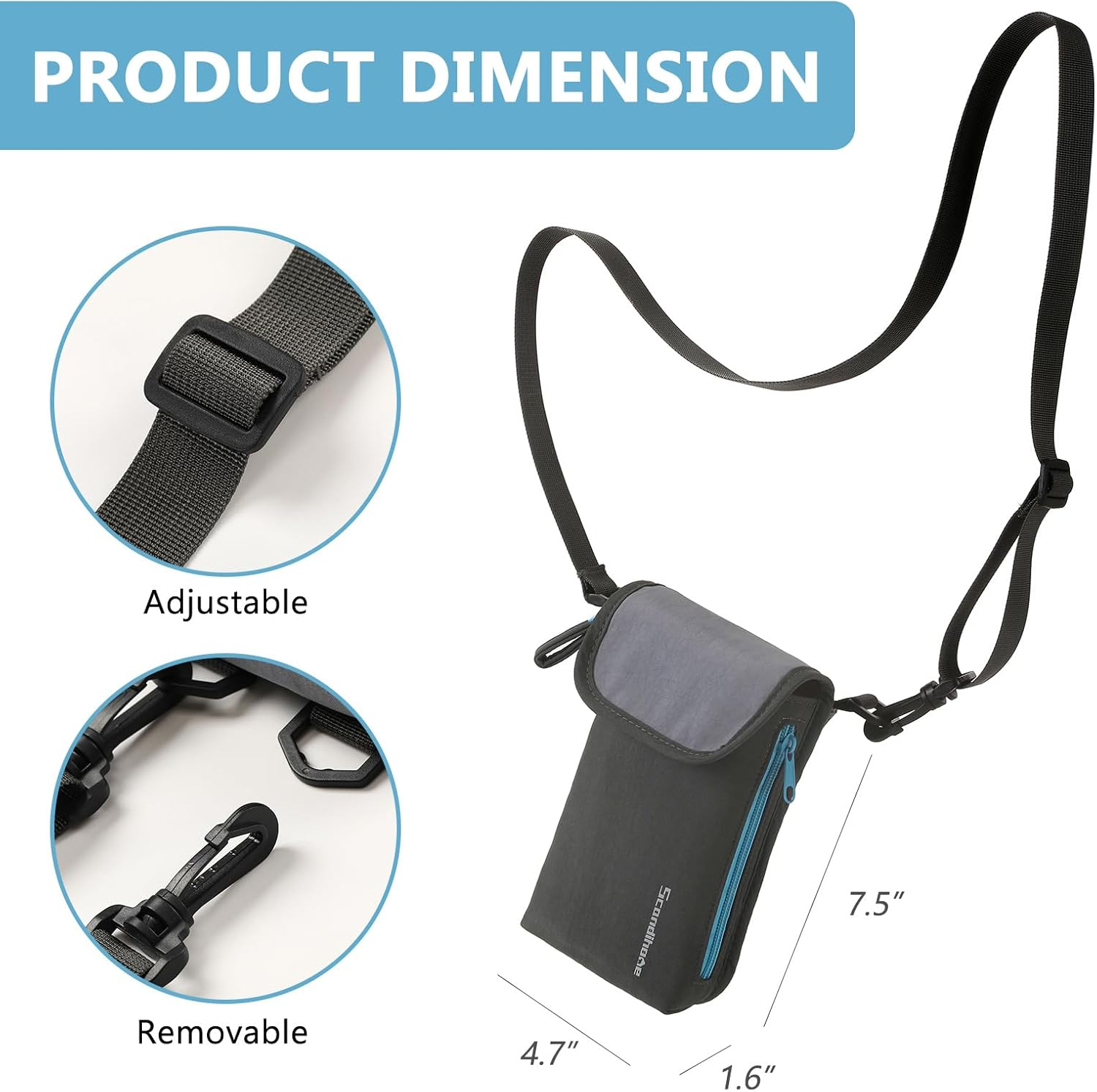 SEPWIK Water Bottle Carrier Bag with Phone Pocket 40Oz Water Bottle Holder Pouch with Adjustable Strap Water Bottle Sleeve for Walking Hiking Camping Gym Scandihome Series image number 6