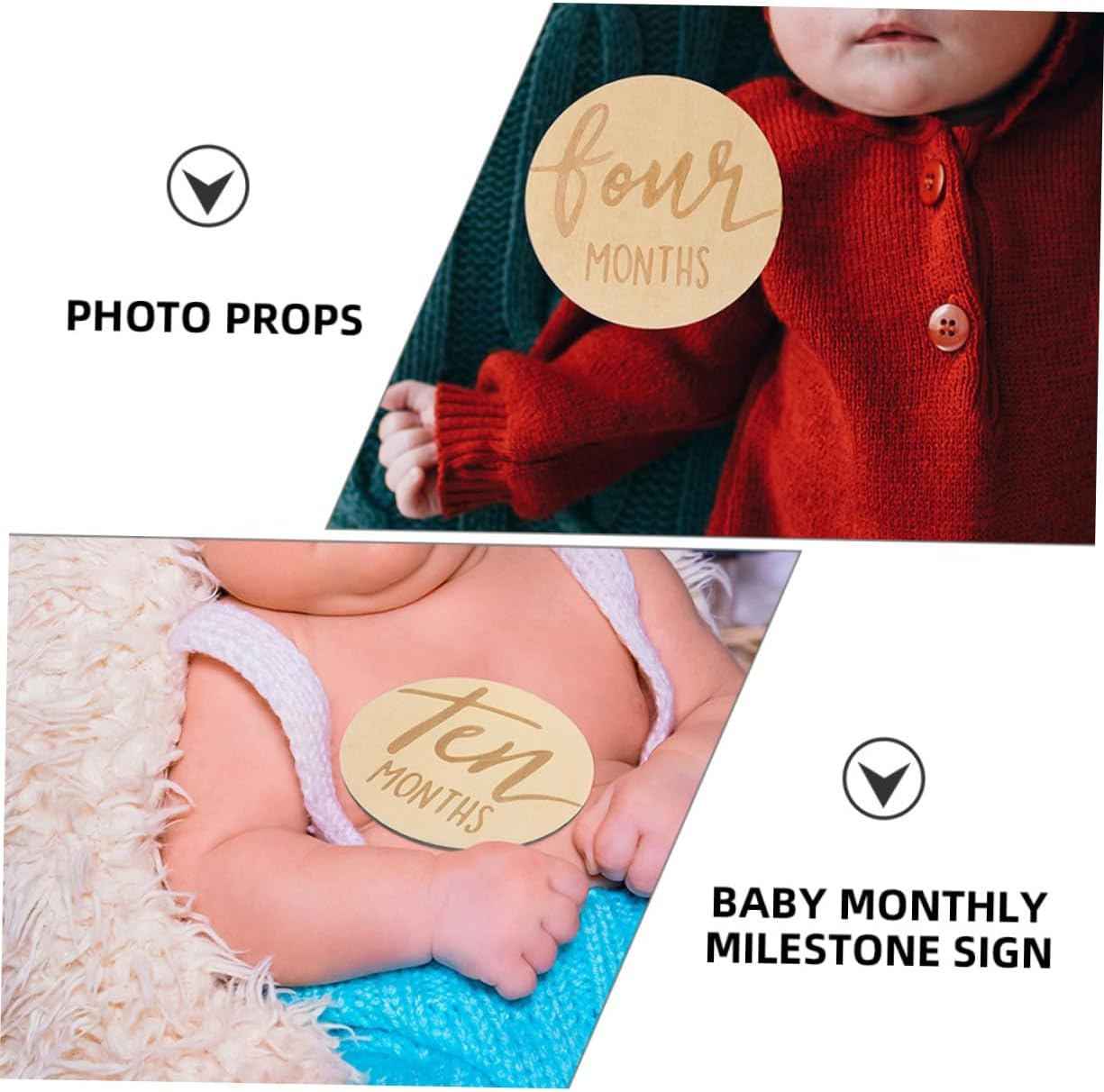 Bestonzon 12 Pcs Wooden Double Sided Monthly Milestone Discs Growth Signs Photo Props Newborn Announcement Cards for Pregnancy Journey and Nursery Decoration image number 4