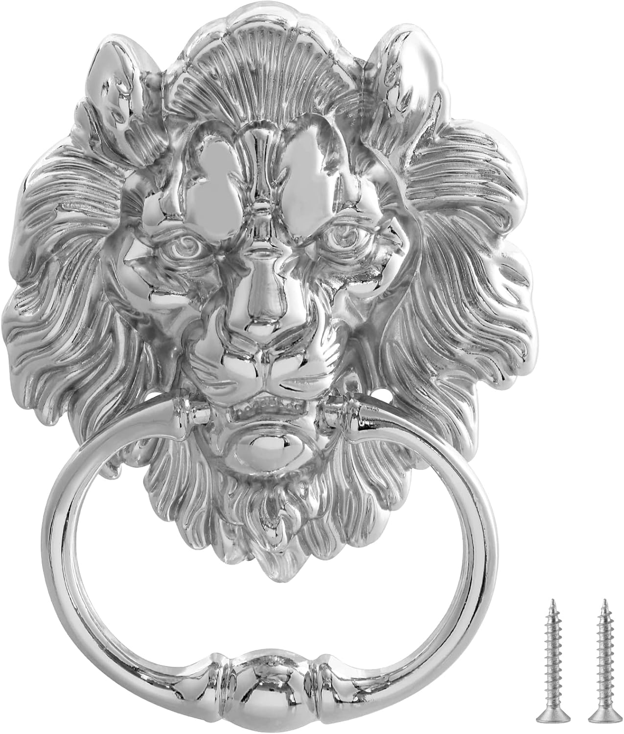 MOLIGOU Lion Head Door Knocker, 6 Inch Decorative Front Door Knocker, Antique Lion Door Ring Pull Handle (Antique Bronze)