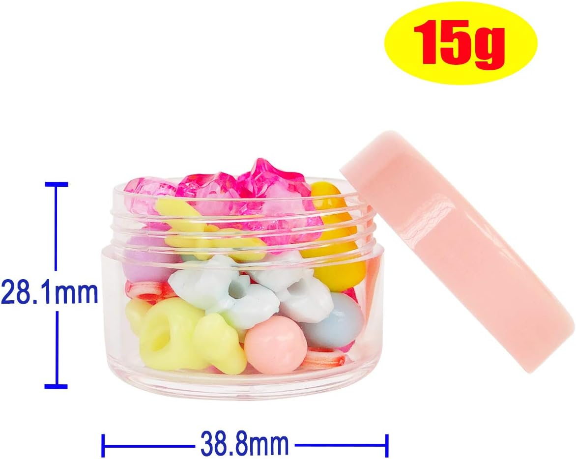 Wopanxye 12 Pack 15Ml Empty Sample Jar, 15 Gram Refillable Cosmetic Container, 15G Small Travel Size Pot Screw Cap Lid for Makeup Eyeshadow Cream Bath Lotions Lip Gloss Balms (Black/White/Pink/Blue) image number 3