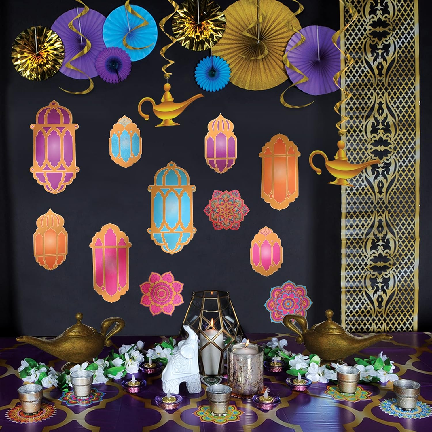 Beistle Foil Lantern & Mandala Cutouts, 22 Piece, 6.75"-15", Multicolored