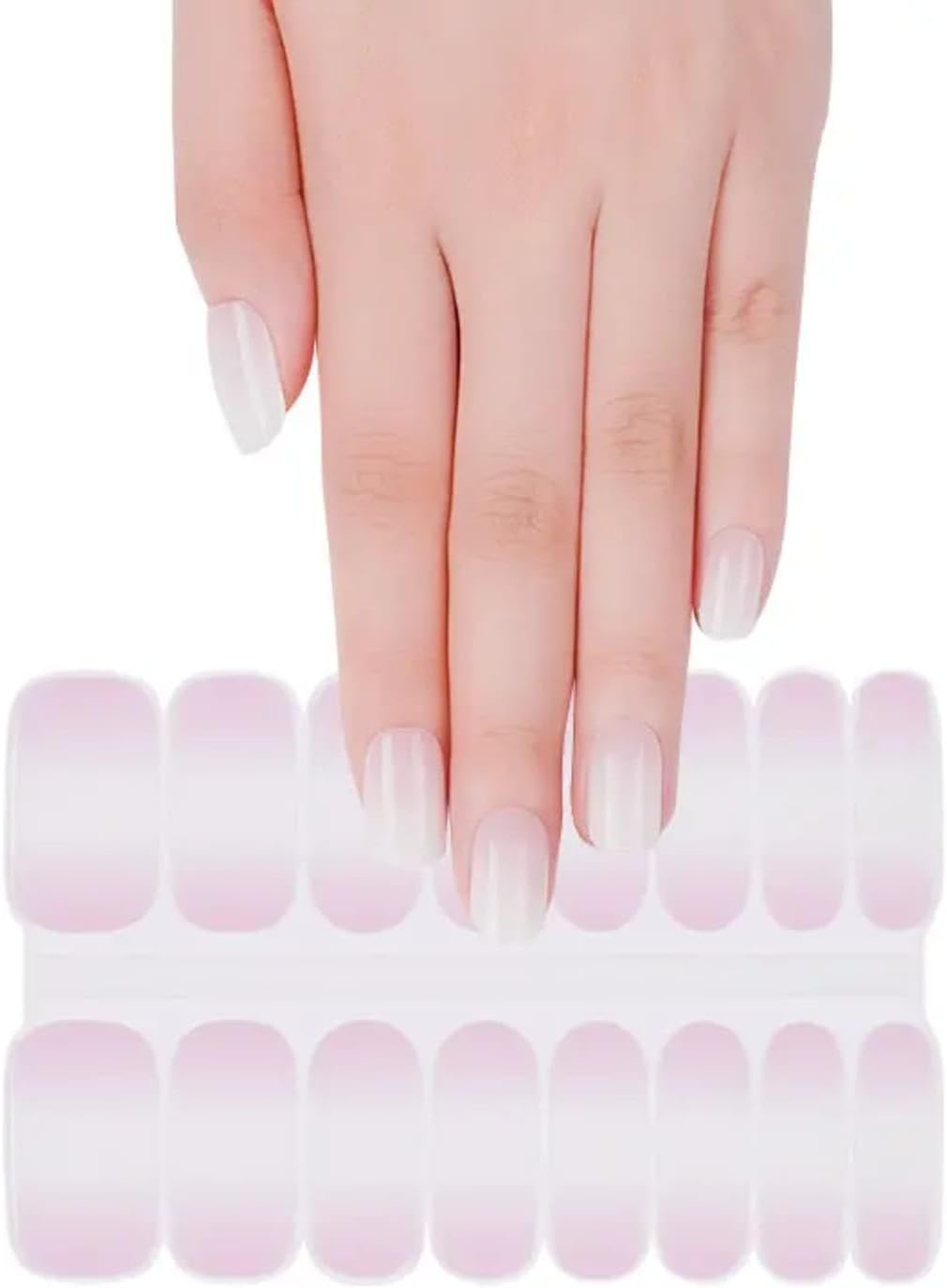 NKA Semi-Cured Gel Nail Strips Kit &ndash; 16 Long Strips in 8 Sizes &ndash; Quick & Easy Application &ndash; Cures in 60 Seconds &ndash; Includes Mini File & Cuticle Stick &ndash; Long-Lasting (Sand)