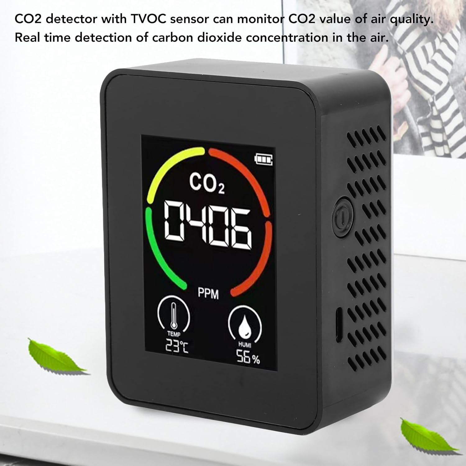 CO2 Detector with TVOC Sensor, Air Quality Monitor, Temperature Humidity Tester,Portable Digital Carbon Dioxide Meter, USB Rechargeable,Indoor Air Quality for Home Office image number 4