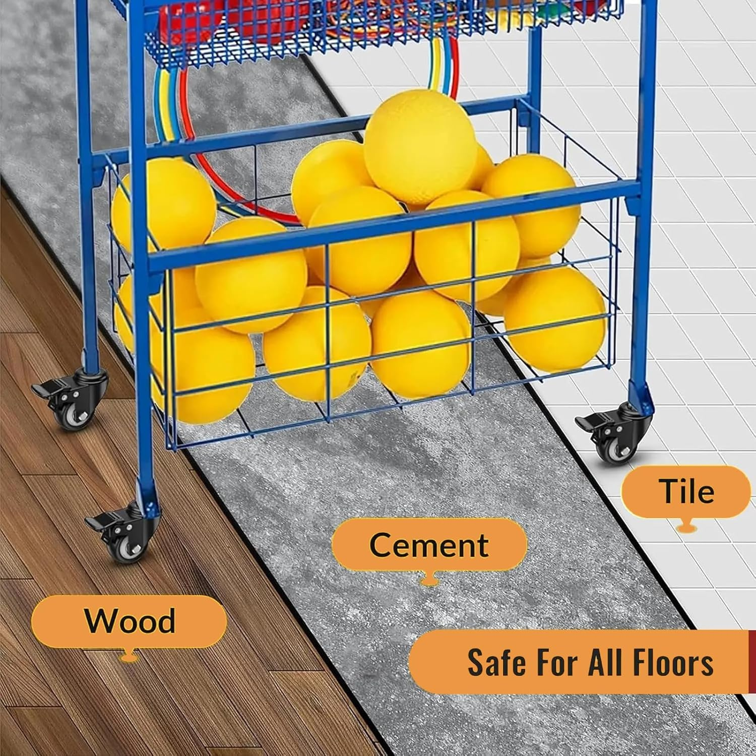 MYLEUS 4PCS 2" Heavy Duty Swivel Castor Wheels with Brake,With M8X25 Threaded Stem and Nuts,No Floor Marks, 600Lbs Capacity, for Furniture Workbench Trolley image number 6